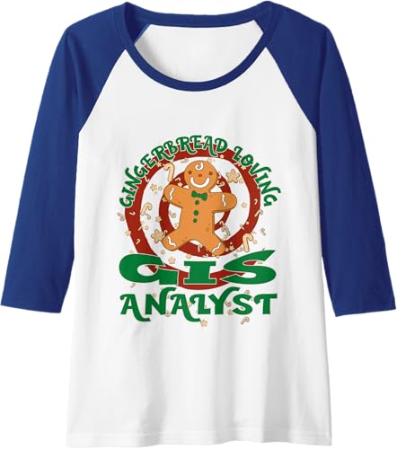 Miniatura 4 de GIS Analyst Job Gingerbread Funny Xmas Raglan Baseball Tee