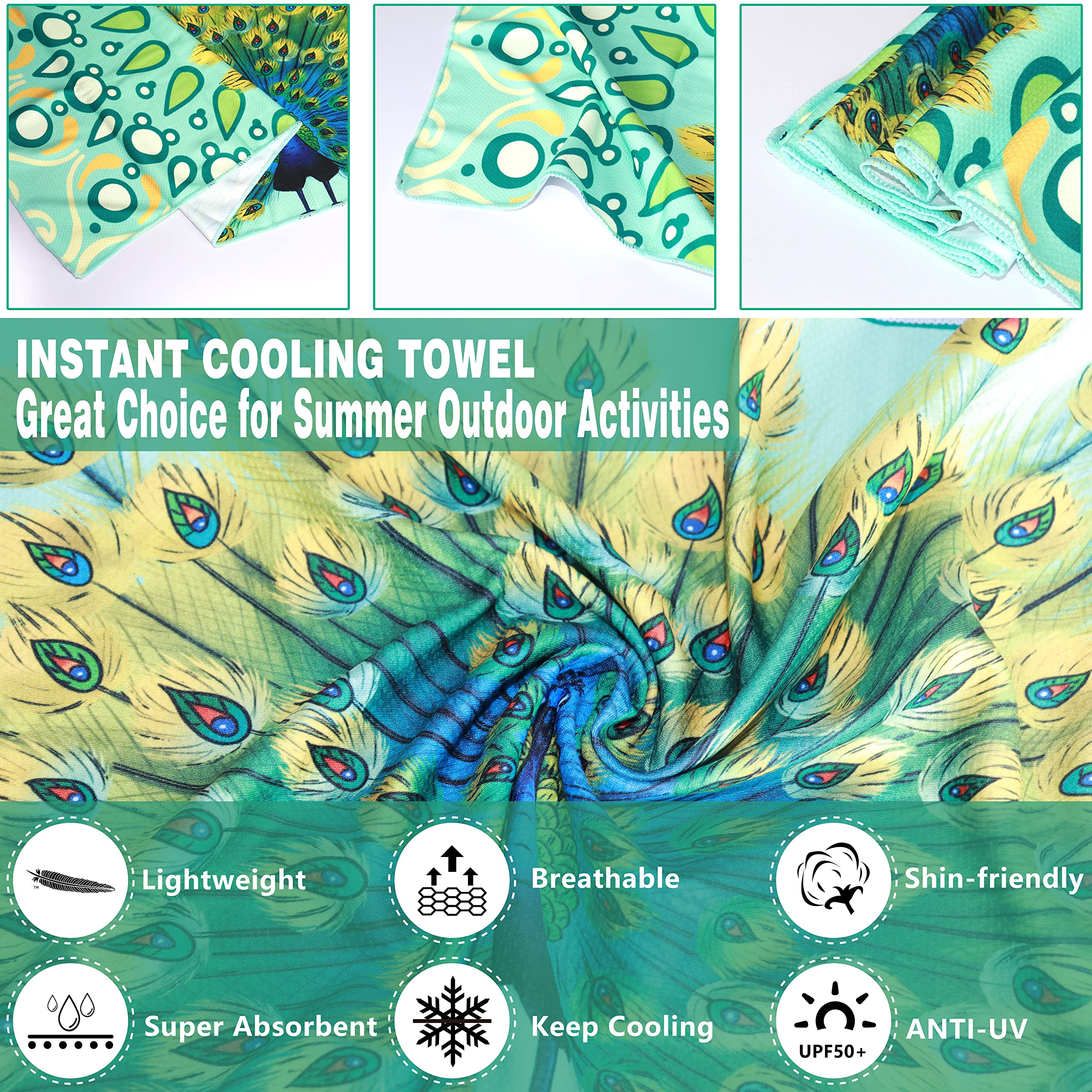 A.S. AllSportsHeadGear Cooling Hoodie Towel with Internal Pockets for Ice and Heat Packs, Soft, Breathable Absorbent Towel for Athletes, Gym, Daily Use, Green