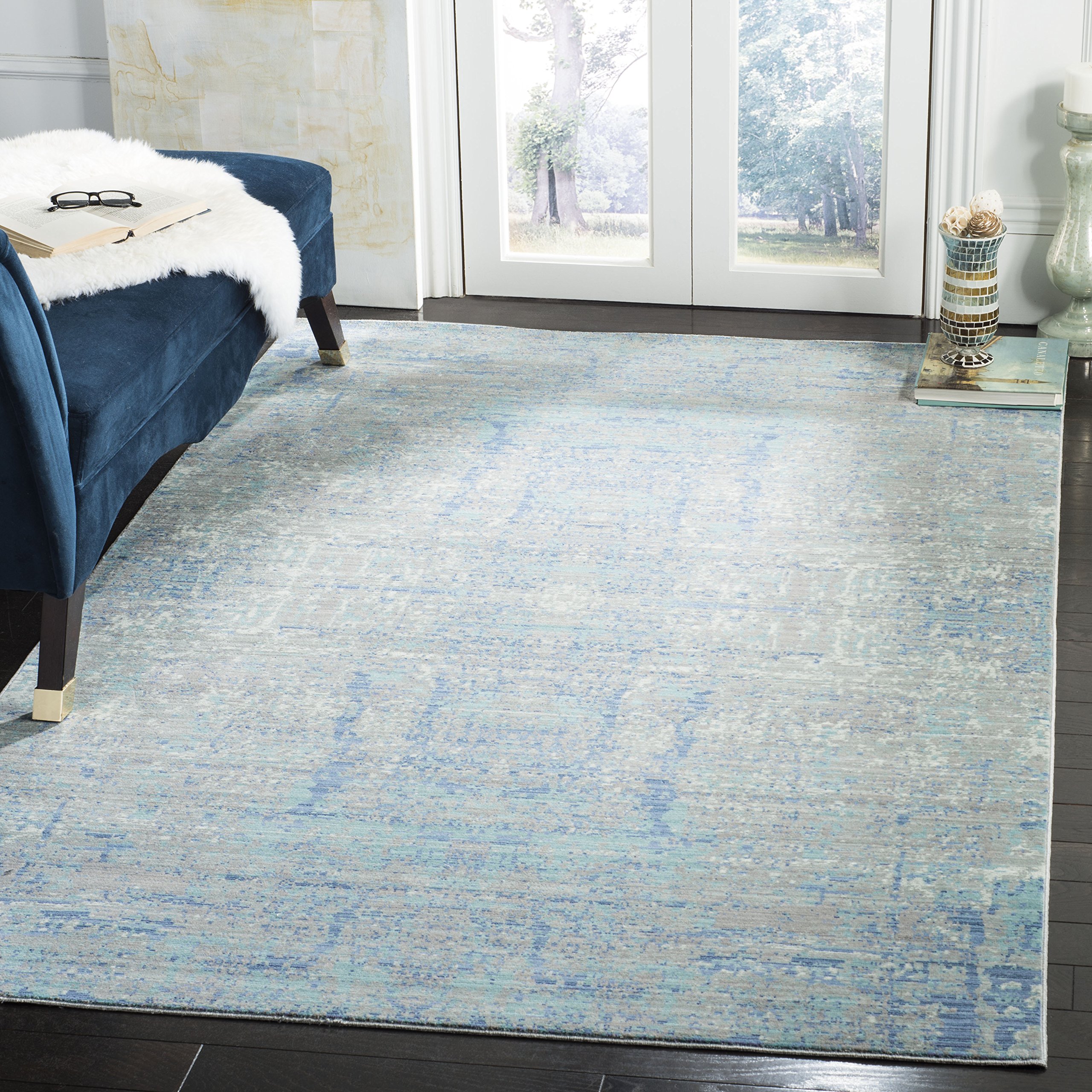 Safavieh Metro-Mod Indoor Woven Rectangle Area Rug, Mystique Collection, MYS971, in Light Blue / Multi, 122 X 183 cm for Living Room, Bedroom or Any Indoor Space