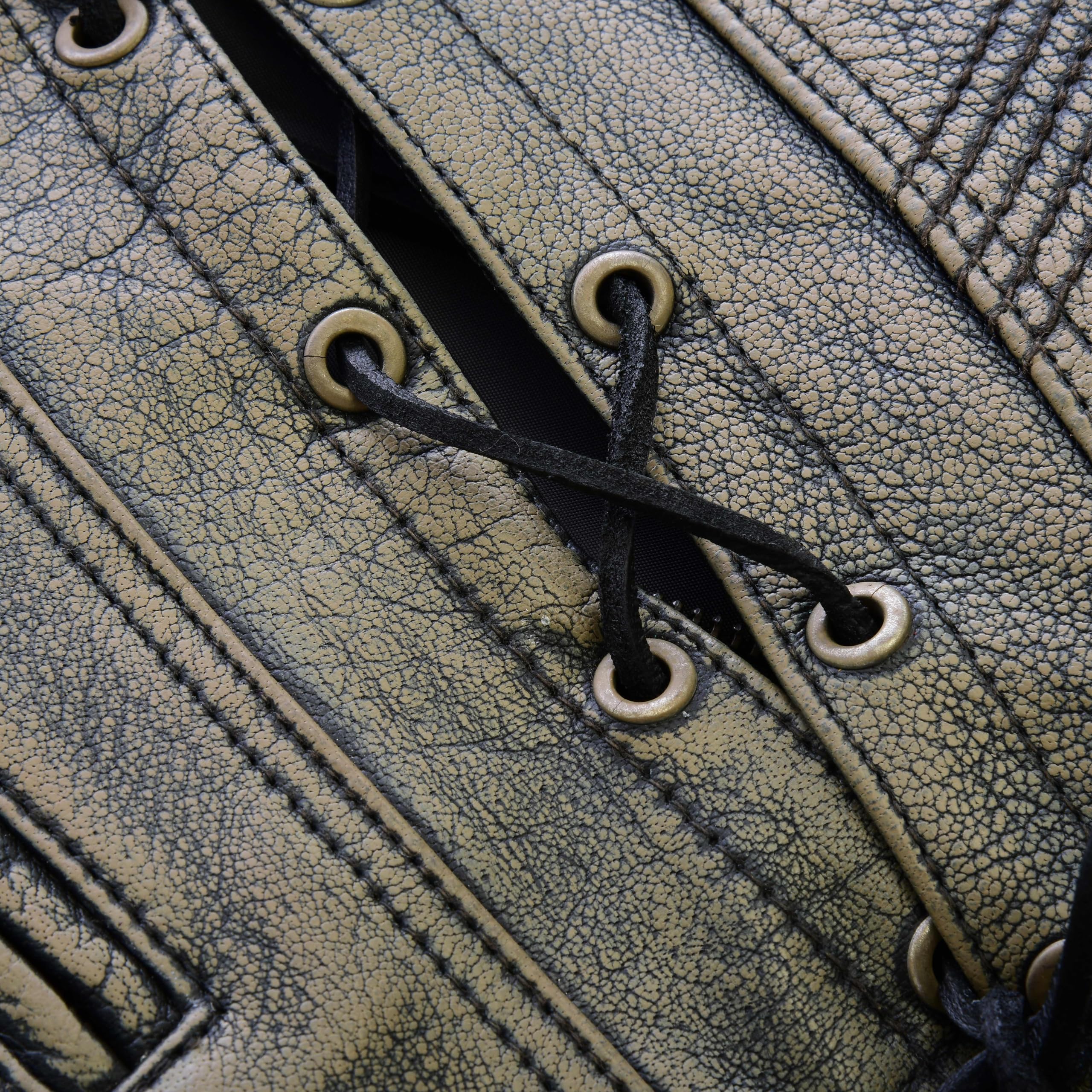 Leatherick Damen Vintage Lederweste der echte spitzenkorn-büffel Leder ärmellose jacke/weste distress braun