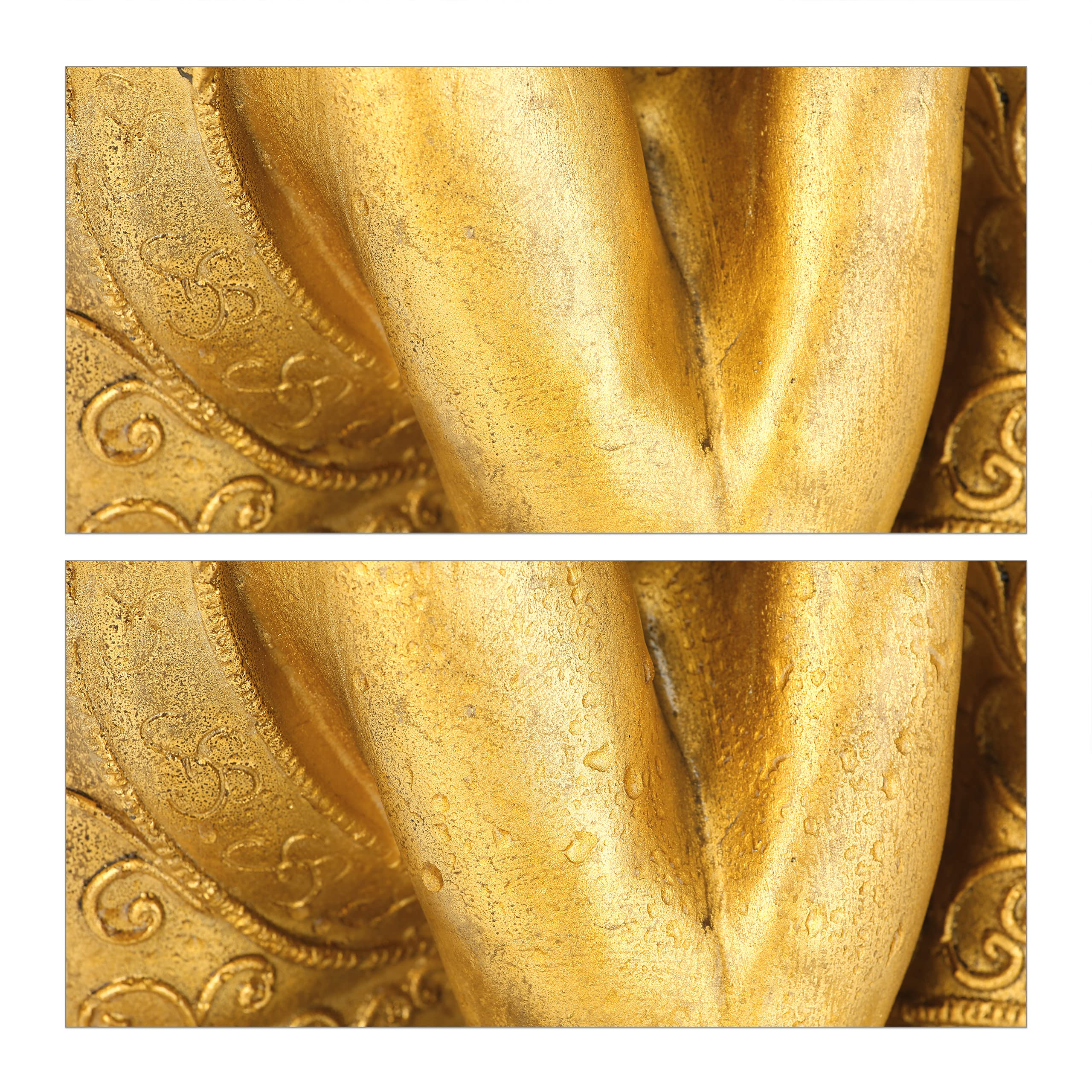 Relaxdays Buddha, Figura da Giardino, Resistente alle Intemperie, Buddha Seduto, Poliresina, HBT: 61x40x37 cm, Dorata