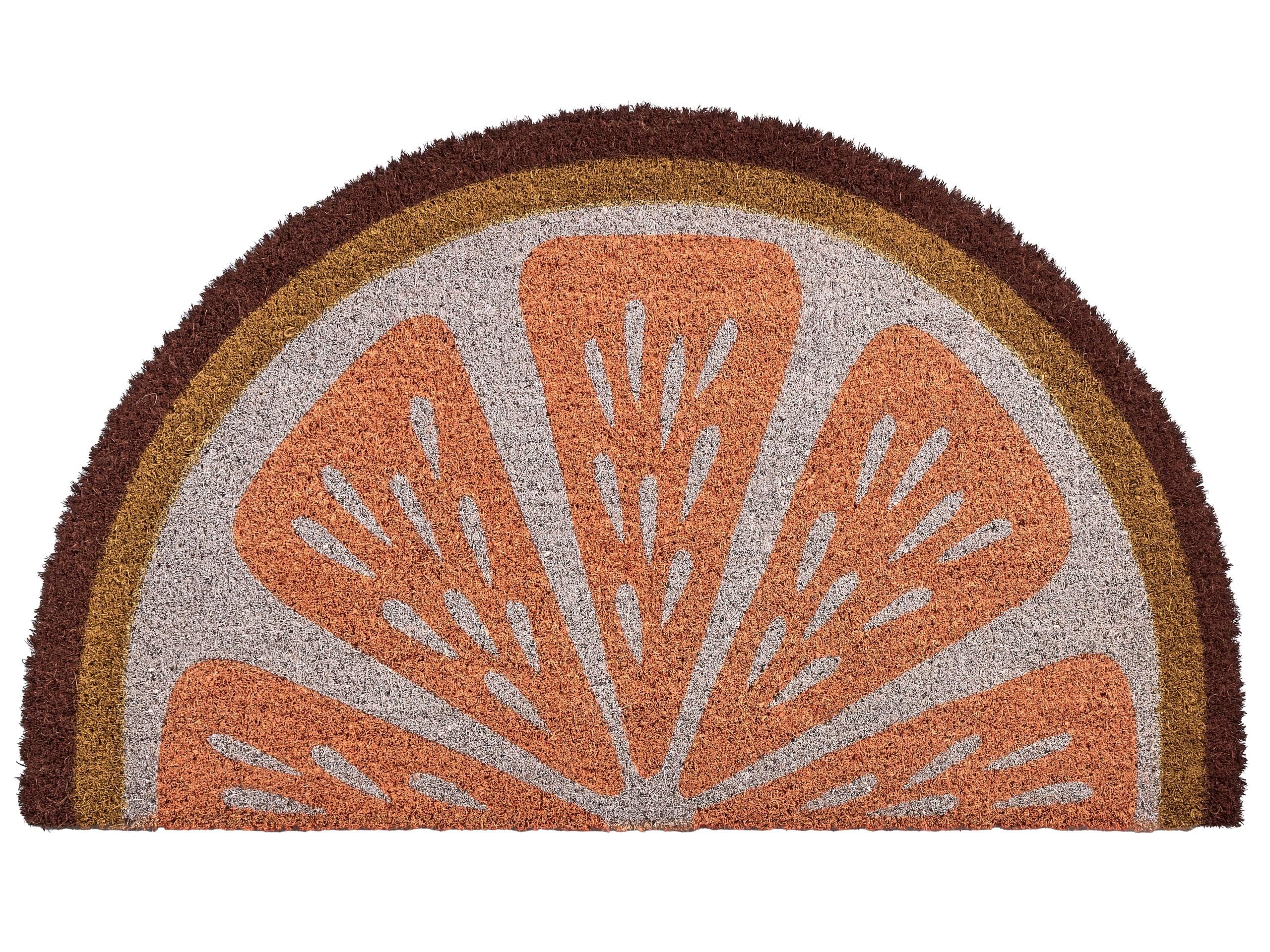 Beliani Paillasson en Fibre de Coco 45 x 75 cm Antidérapant Dessous en PVC Motif d'orange Davao