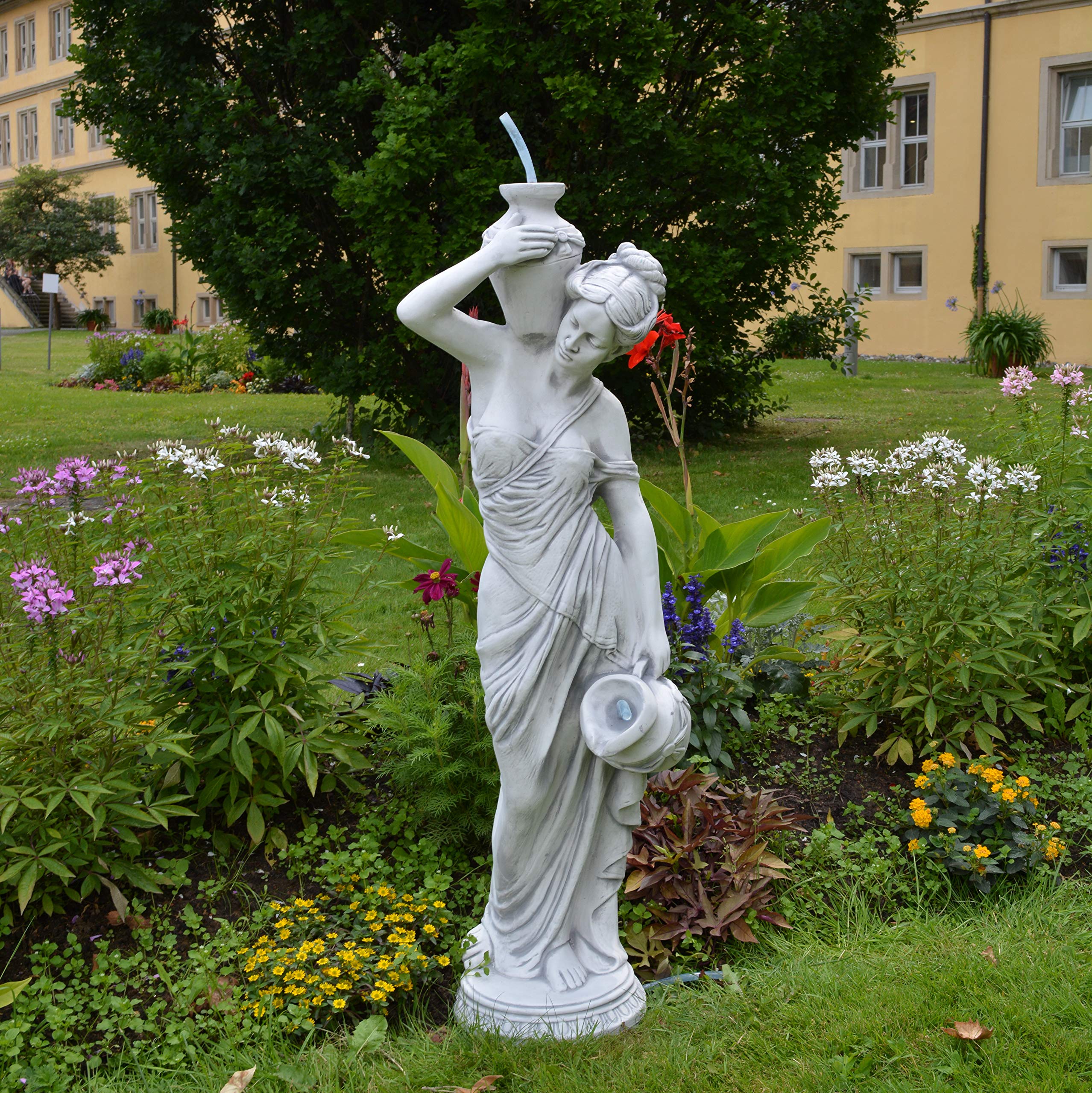 gartendekoparadies.de Statue der Göttermutter Maia, Steinfigur, H. 112 cm, 48 kg, Grau, frostsicher aus Steinguss für Außenbereich