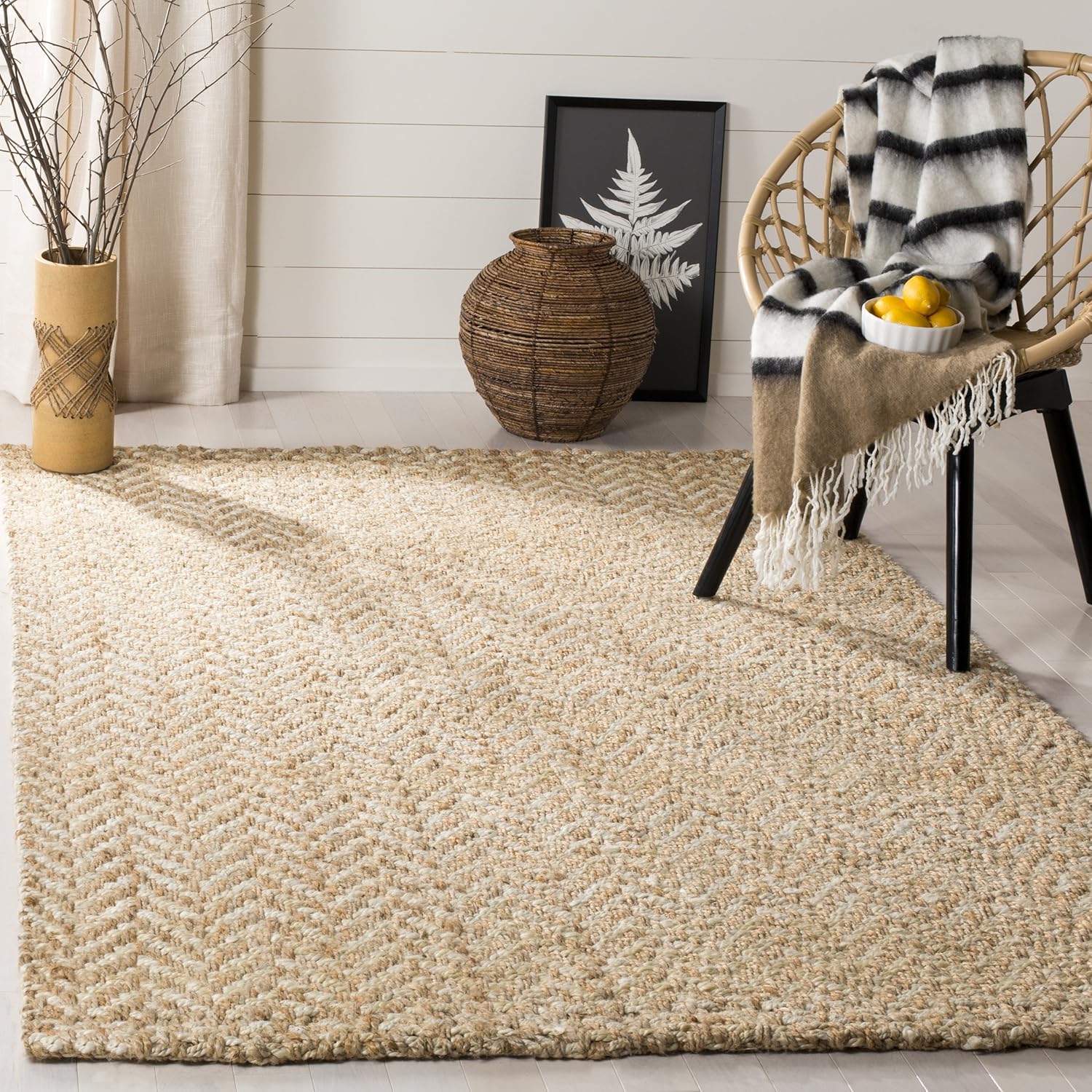 SAFAVIEH Natural Fiber Collection Runner Rug - 2'3" x 6', Ivory & Natural, Handmade Jute, Ideal for High Traffic Areas in Living Room, Bedroom (NF264A)