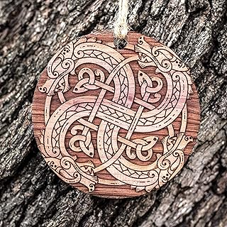 Viking Dragon Knot - Raw Cedar Ornament 3x3in