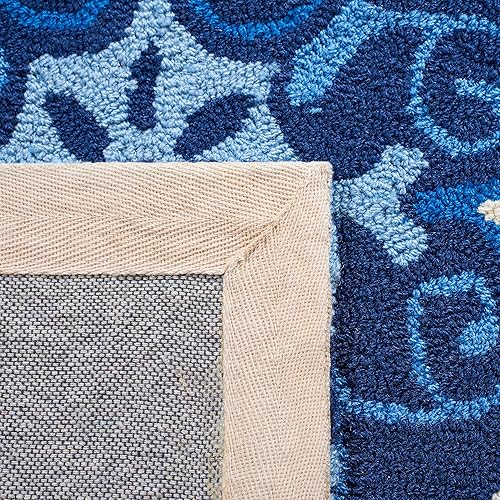 Miniatura 10 de SAFAVIEH Four Seasons Collection FRS232A - Alfombra floral enganchada a mano, 8 x 10 pies, color azul marinomarfil