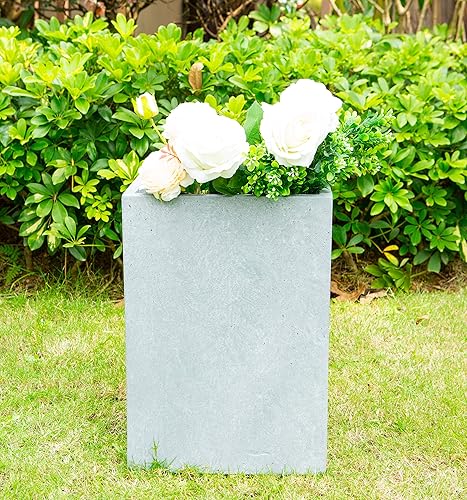 Miniatura 3 de Kante Macetas cuadradas de hormigón de 13 pulgadas de alto para exteriores e interiores ligeras con agujero de drenaje estilo moderno para balcón