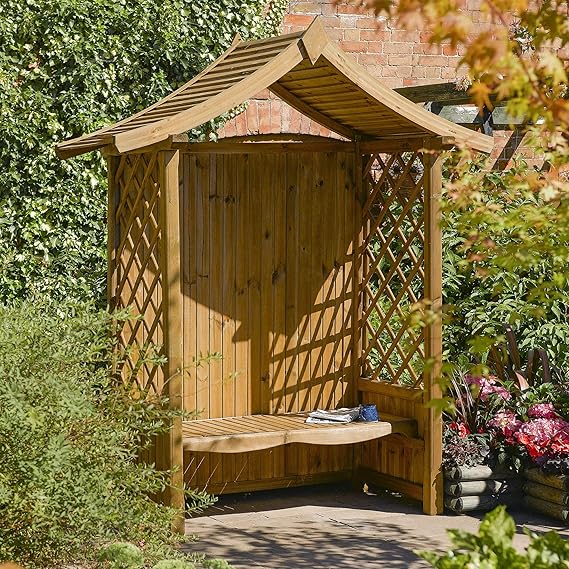 Tenbury Arbour Pressure Treated Wooden Timber Garden Seat Amazon.co