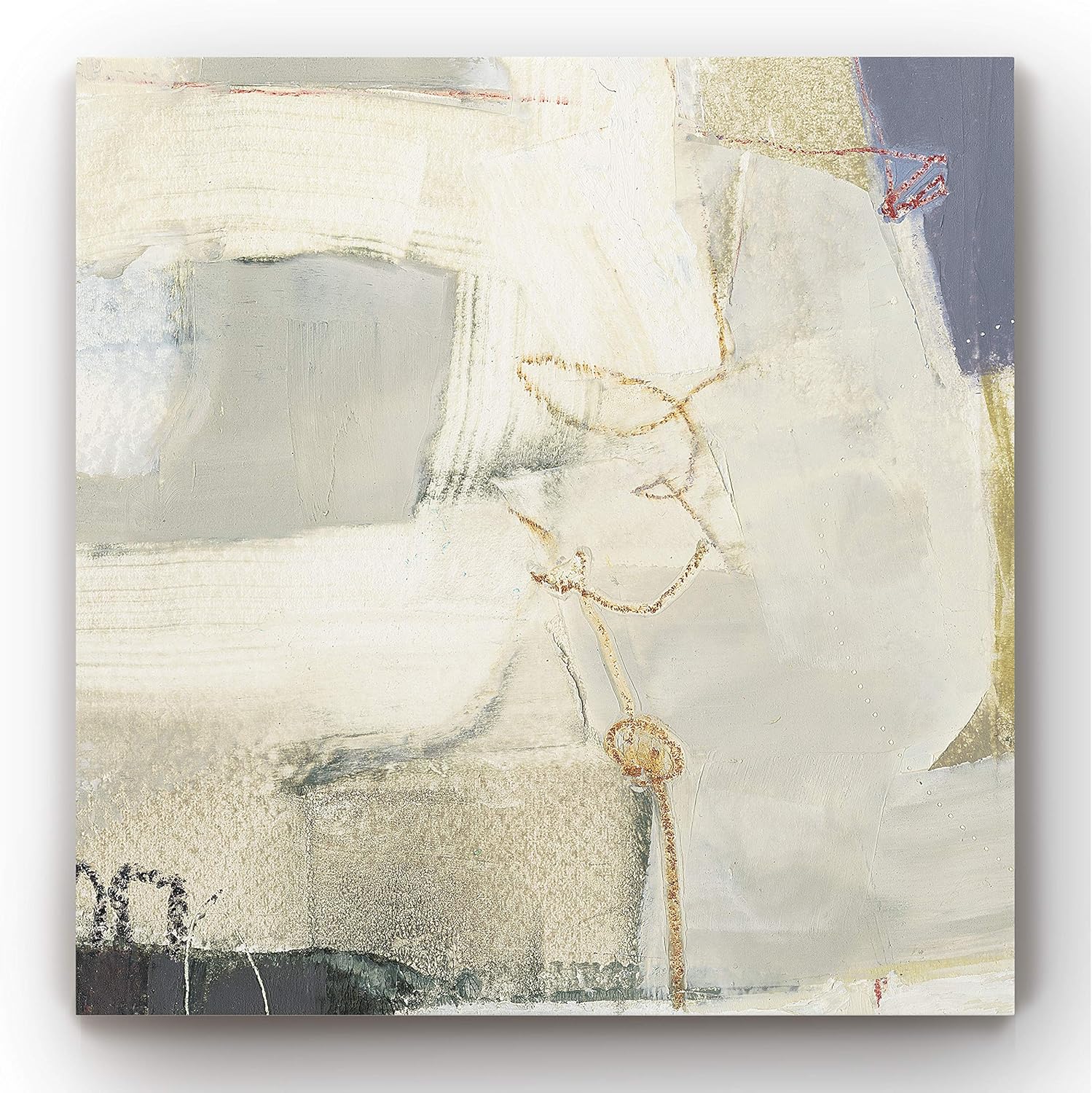 Renditions Gallery Modern Wall Art Paintings for Wall Decorations White Contemporart Abstract Artwork Wall Hanging Prints for Bedroom Dining Living Room Office Home Kitchen Wall Decor - 16"X16"