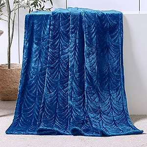 Whale Flotilla Flannel Fleece Throw Blanket for Couch, Soft Fluffy Velvet Sofa Blanket with Decorative Vintage Pattern for All Season, Warm and Lightweight, 50x60 Inch, Royal Blue