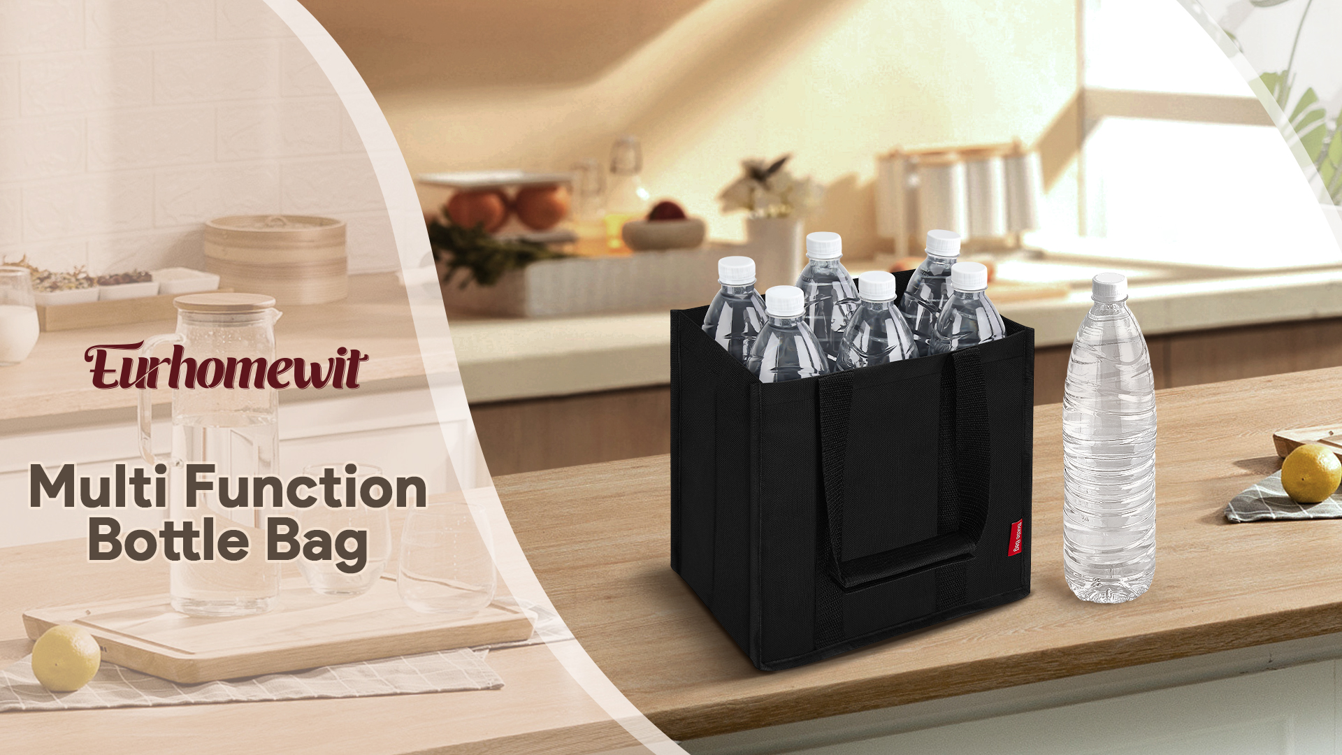 LUKDUNG Bottle Bag 6/9/12 Bottles, Bottle Carrier For 1.5 Litre Bottles, Carry Bag With Dividers For Bottles, Reusable Handbag For Drinks Bag, Beer Bottles, Wine Bottle, 12 Bottles, 1 Stück, Bottles