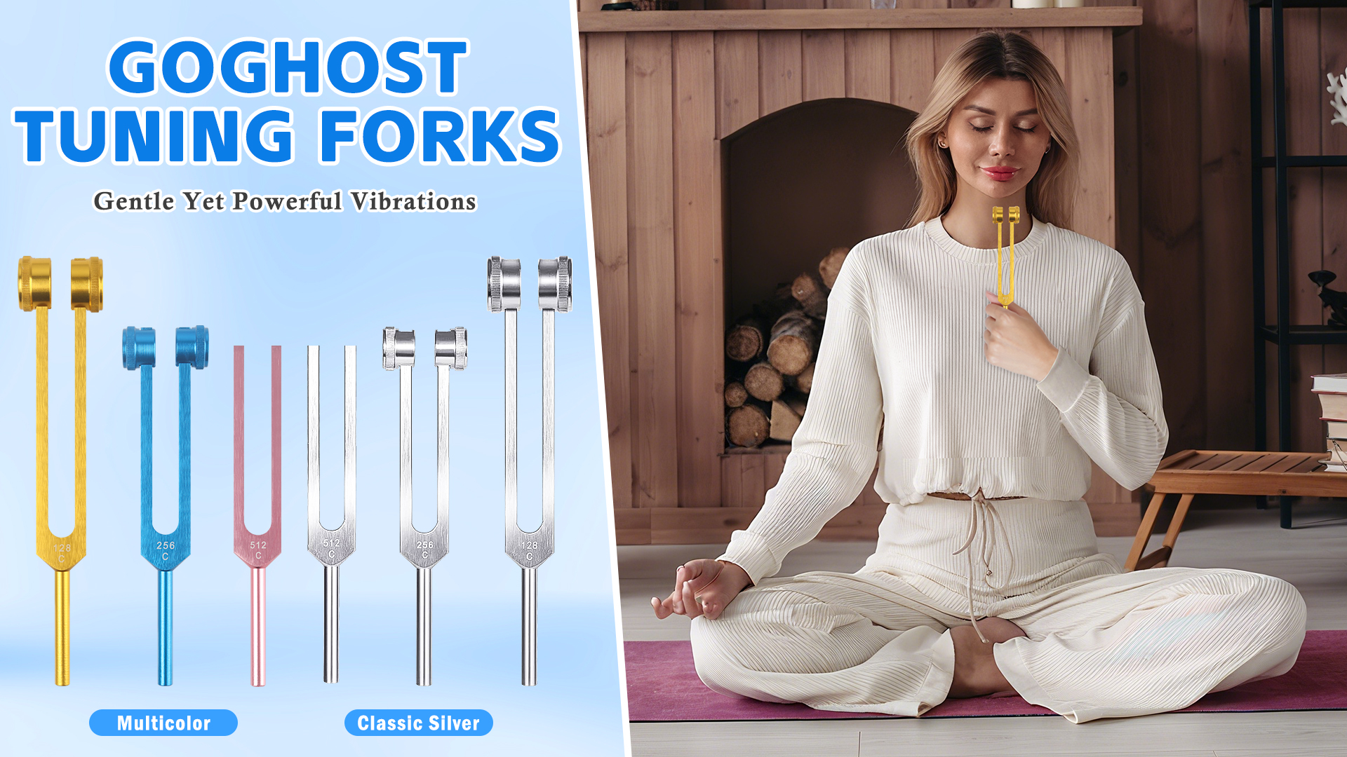 Tuning Fork Set (128Hz, 256Hz, 512Hz), Weighted & Unweighted