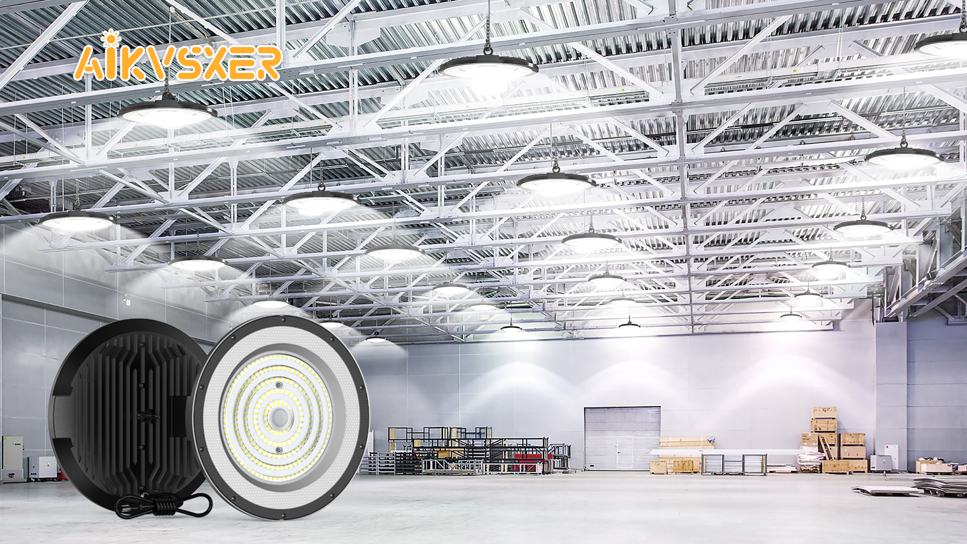 Image of AIKVSXER 6 Pack 300W UFO LED High Bay Light, 45000LM 6000K LED Shop Light
