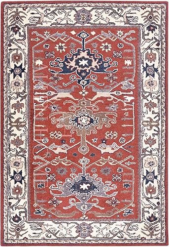 Alfombras de lana tradicionales hechas a mano de Allen Home - Chia Rust - Duraderas, 100% lana - Alfombras para sala de estar, comedor, dormitorio,
