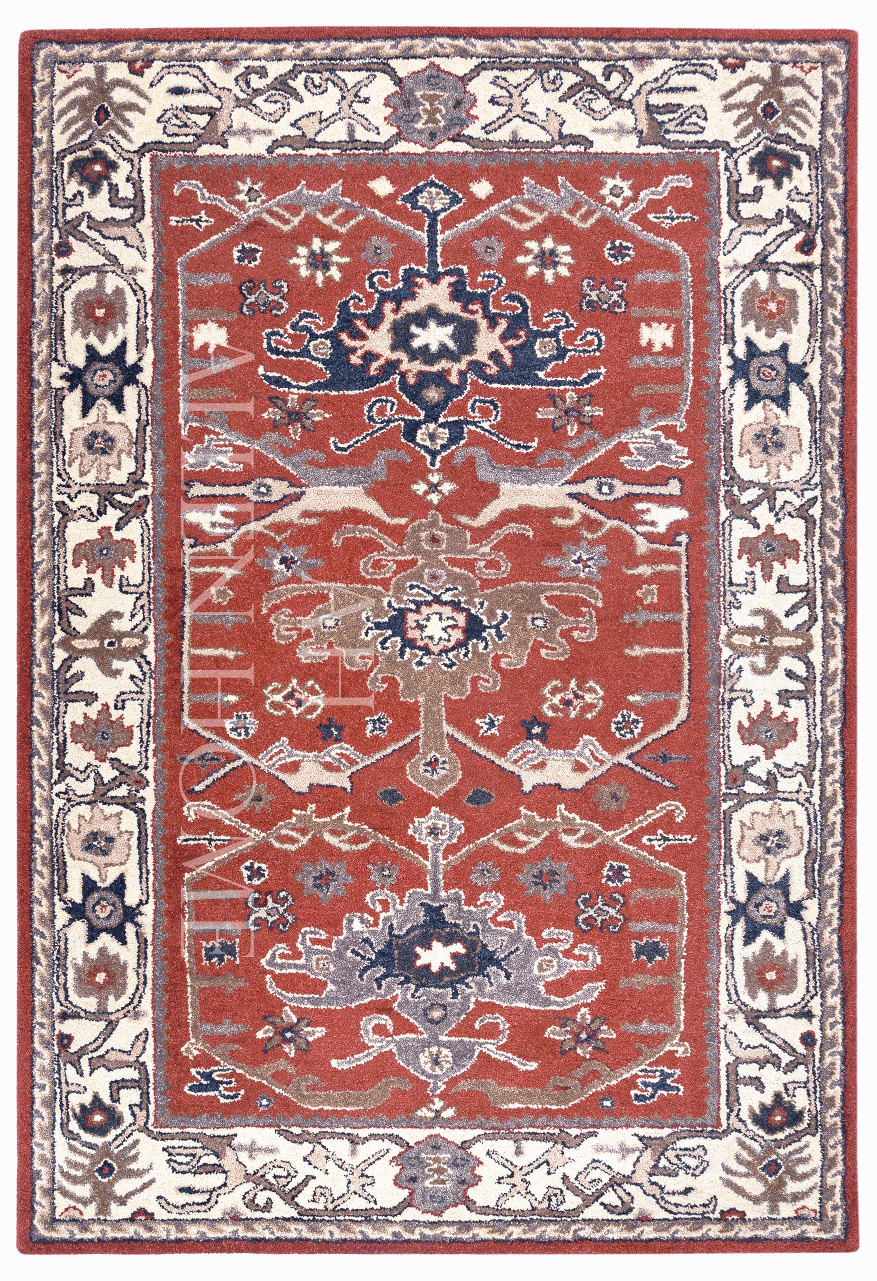 Handmade Traditional Wool Area Rugs by Allen Home - Chia Rust - Durable, 100% Wool - Living Room, Dining Room, Bedroom, Home Office Area Carpets - 5’