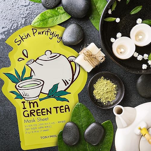 Miniatura 5 de TONYMOLY I'm Real Green Skin Purifying Tee Mask mascarilla de té verde en papel para purificar la piel,1unidad