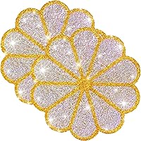 Vista 10 de Juego de 2 manteles individuales cuadrados incrustados con diamantes de imitación plateados