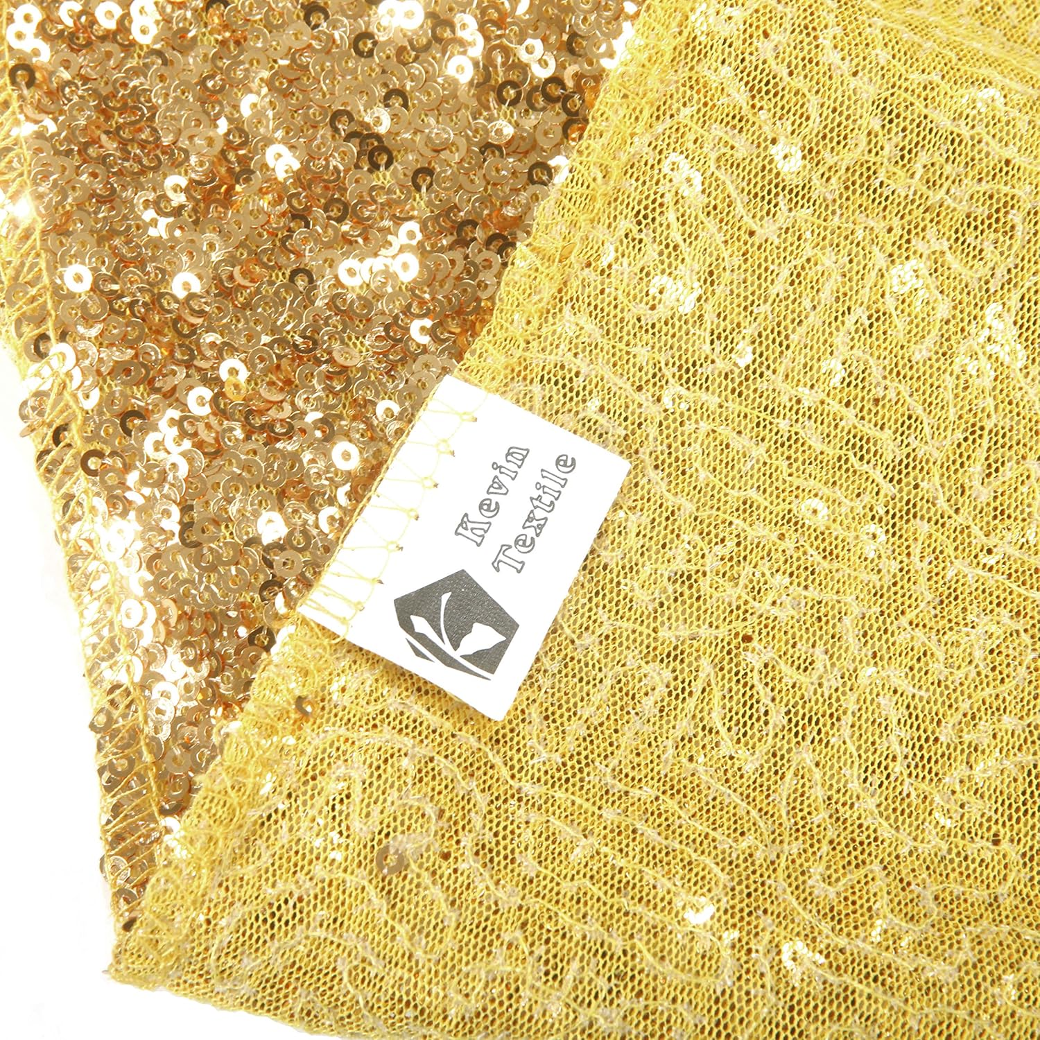Bіg Sаlе Kevin Textile Decorative Sequins Glitzy Embroidered Wedding/Banquet/Party Table Runner/Squin Linens Tablecloth, 14x108, Gold