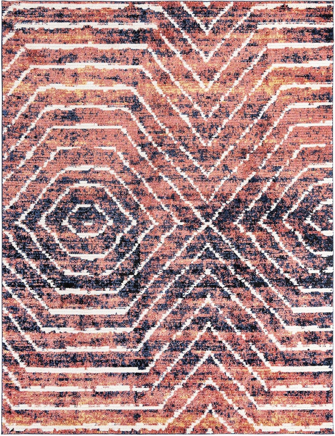 Rugs.com Tagine Collection Rug – 10' x 13' Rust Orange Medium-Pile Rug Perfect for Living Rooms, Kitchens, Entryways