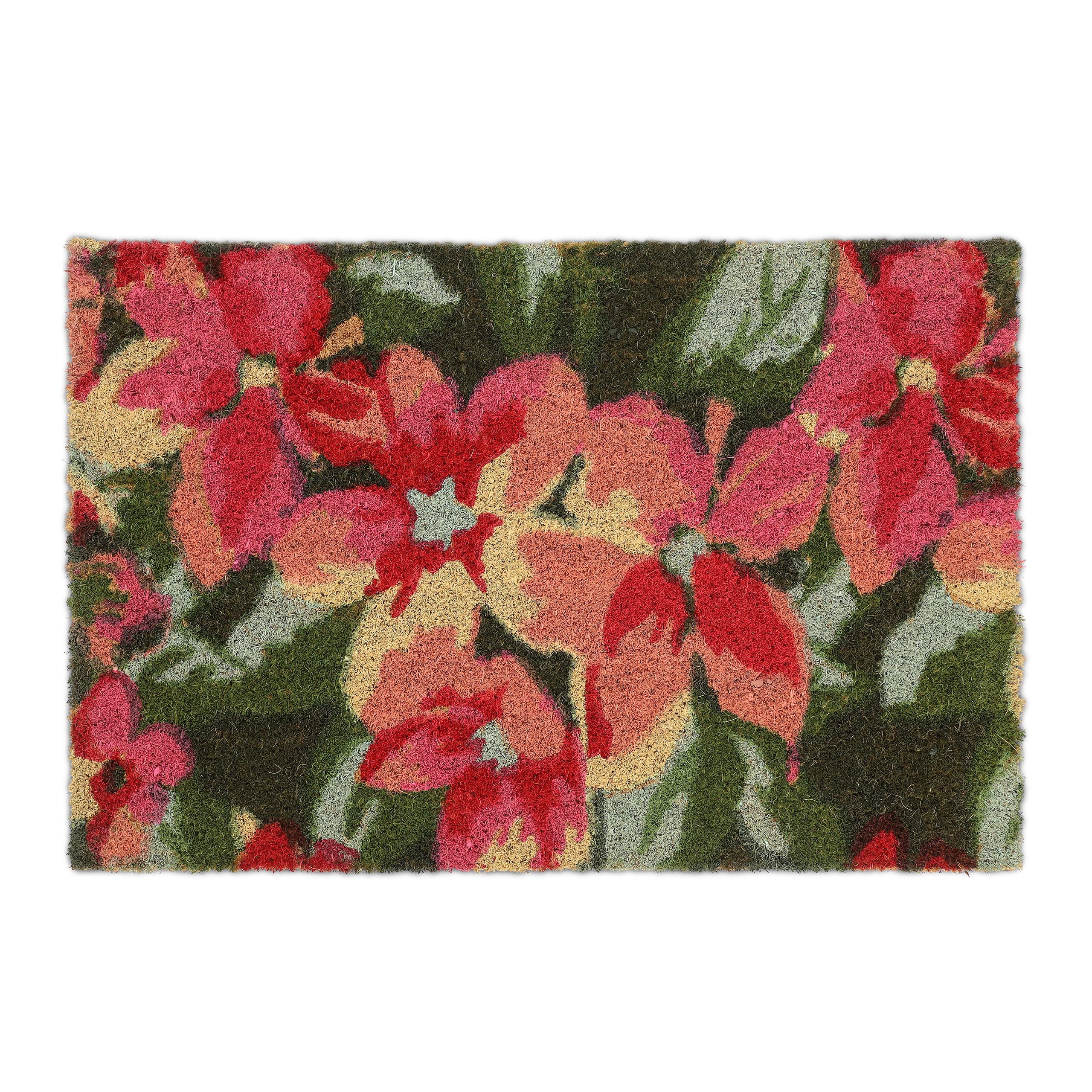 Relaxdays Zerbino In Fibra Di Cocco, 60x40 Cm, Motivo Con Lama Tappetino Interni Ed Esterni Antiscivolo Multicolore 71246910