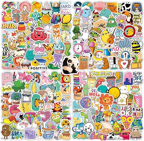 200 calcomanías para botellas de agua para niños y adolescentes, lindas calcomanías de vinilo estéticas a granel para niños y niñas, divertidos