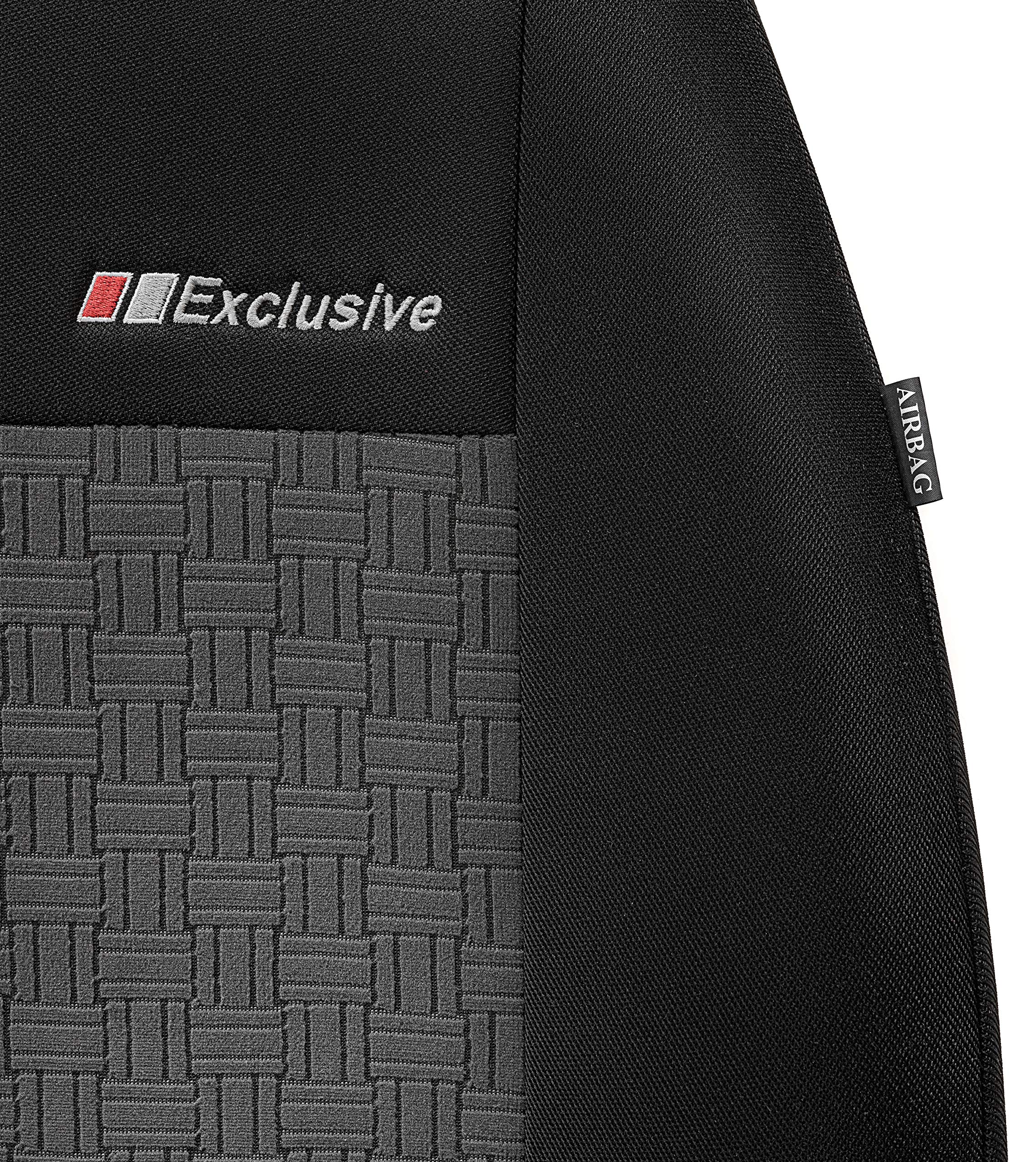Autositzbezüge Sitzbezüge Exclusive Universal Fahrersitz + 2er Beifahrersitzbank Schonbezüge (Akropolis) Polyester Grau Schwarz