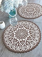 SARAL HOME EASY LIVING Cotton Crochet Antiskid Printed Table Mat Set Of 2 Pc (38X38 Cm), Brown