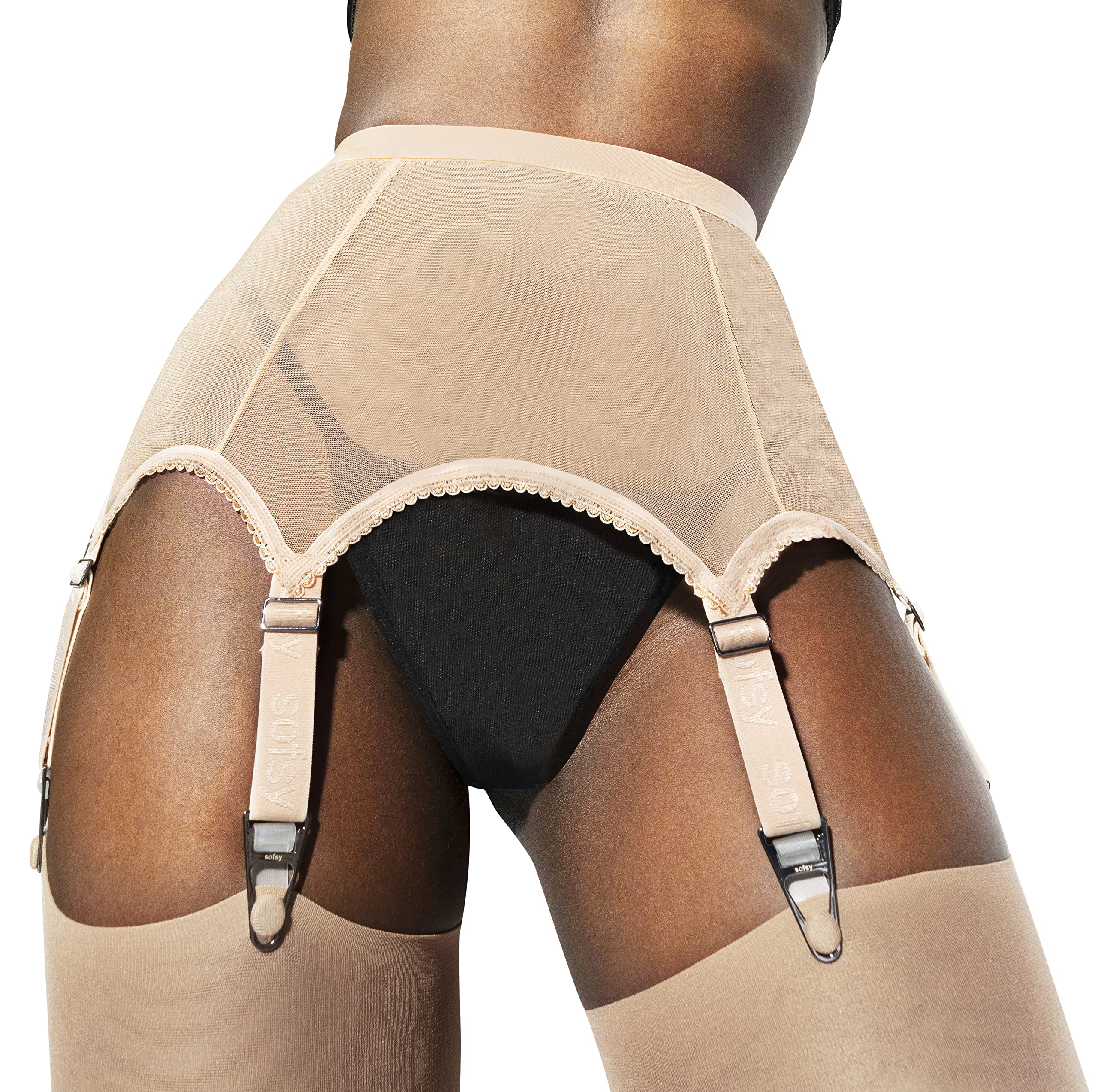 Buy sofsy Mesh Garter Belt with 6 Straps for Thigh High Stockings