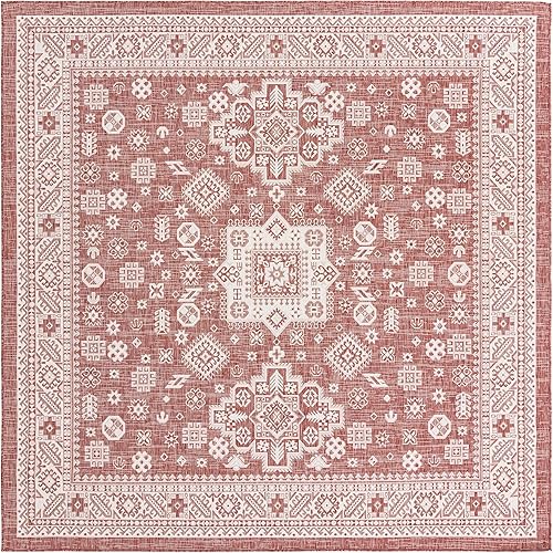 Miniatura 566 de Rugs.com Outdoor Aztec Collection Alfombra – 4 x 6 pies alfombra de tejido plano gris carbón perfecta para salas de estar, grandes comedores, planos