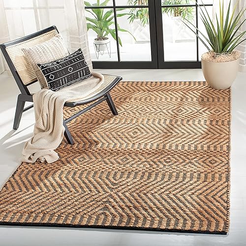 Miniatura 8 de SAFAVIEH Kilim Collection - Alfombra de área de 9 x 12 pies, natural y negro, yute bohemio hecho a mano, ideal para zonas de alto tráfico en sala de