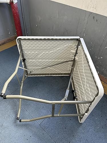 Miniatura 2 de FurniSdoo Mesa plegable blanca, plegable por la mitad, para picnic, fiesta, camping, barbacoas, con asa de transporte, mesa de plástico plegable
