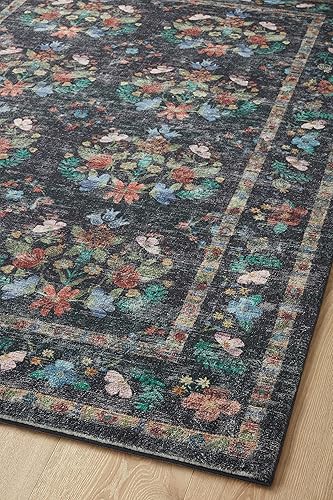 Miniatura 9 de Rifle Paper Co. x Loloi Courtyard Collection COU-04 - Alfombra ovalada de carbón de 2 pies 3 pulgadas x 3 pies 9 pulgadas. CloudPile