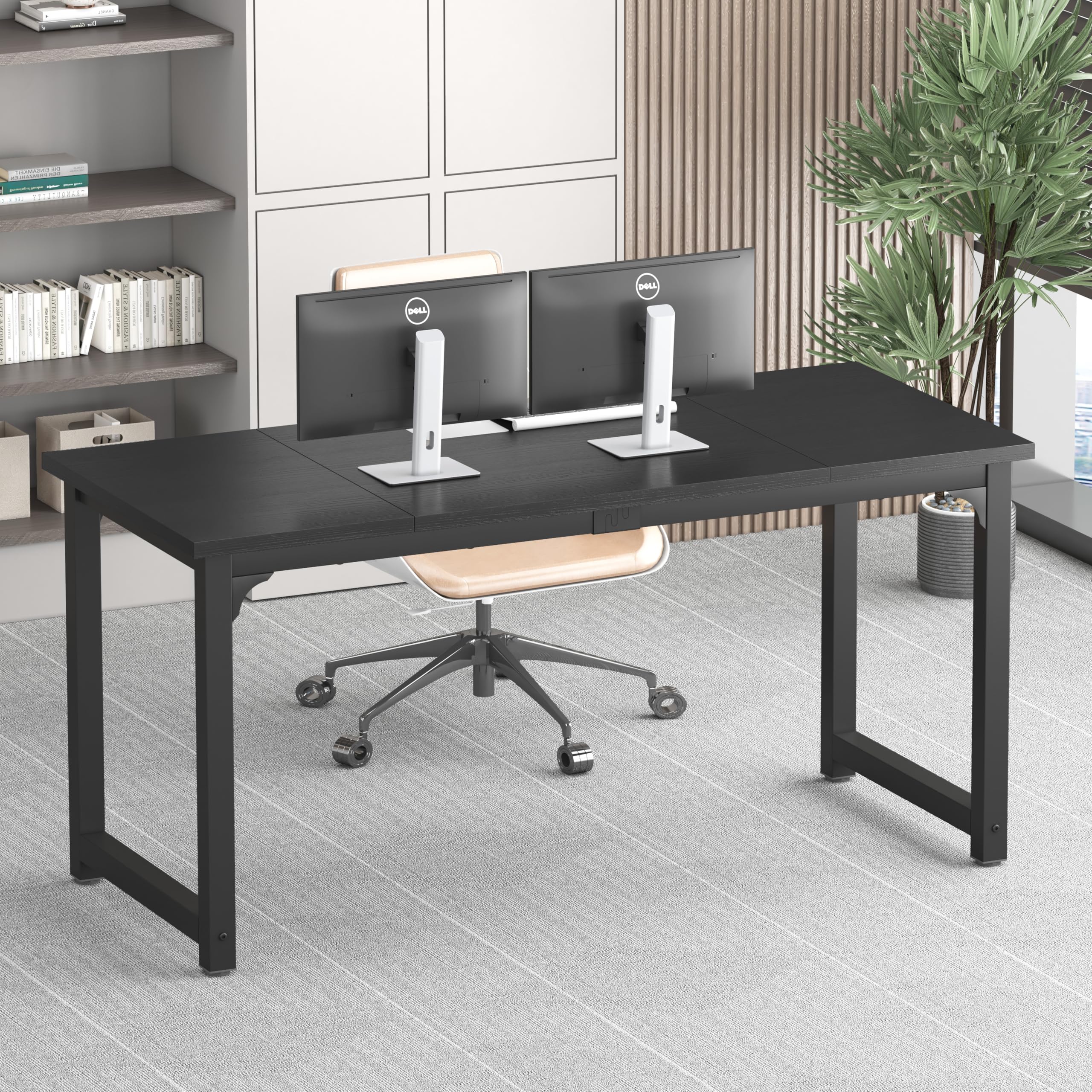 NSdirect 63 inch Computer Desk,Modern Simple Style PC Table Office Desk Wide Workstation for Study Writing,Gaming and Home Office,Extra 1" Thicker