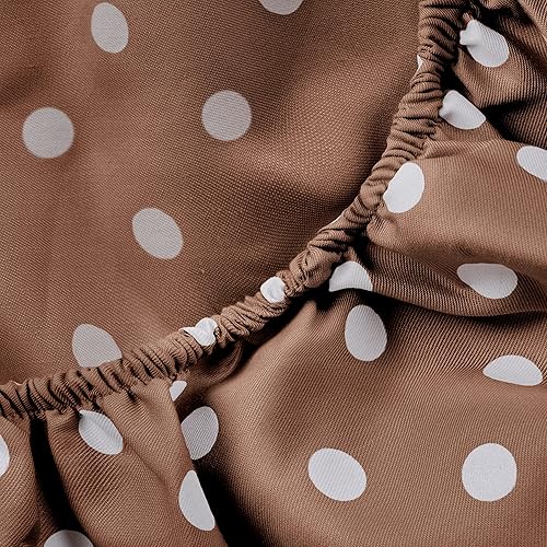 Miniatura 4 de Superior Juego de sábanas de mezcla de algodón de 600 hilos, diseño de lunares, incluye 1 sábana bajera elástica con bolsillos profundos, 1 sábana