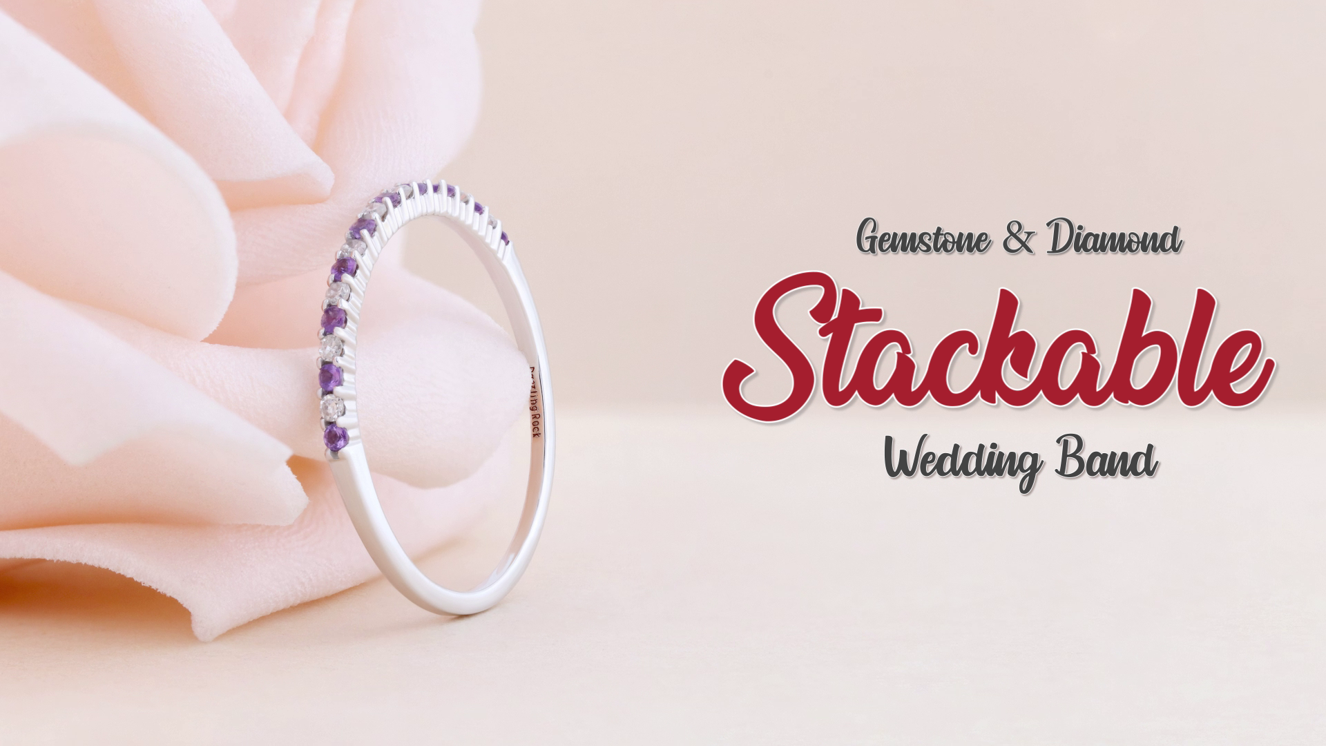 Dazzlingrock Collection Anillo Apilable Redondo De Zafiro Rosa Y Diamante Blanco Para Mujer, Anillo De Boda De Aniversario, Oro Blanco Sólido De 14 Quilates, 4, Oro Blanco Diamante, Zafiro Rosa