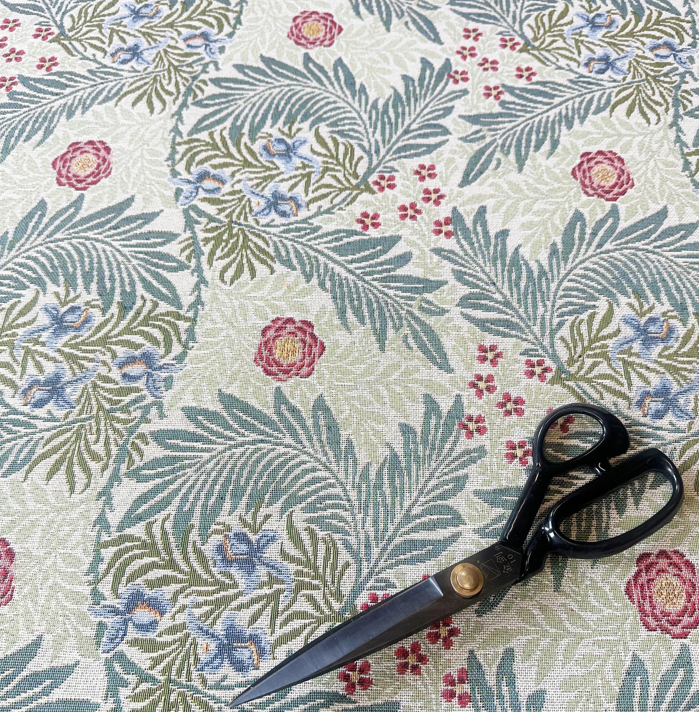William Morris Tapestry Fabric - Larkspur Sage Green - Upholstery Fabric Material Metre