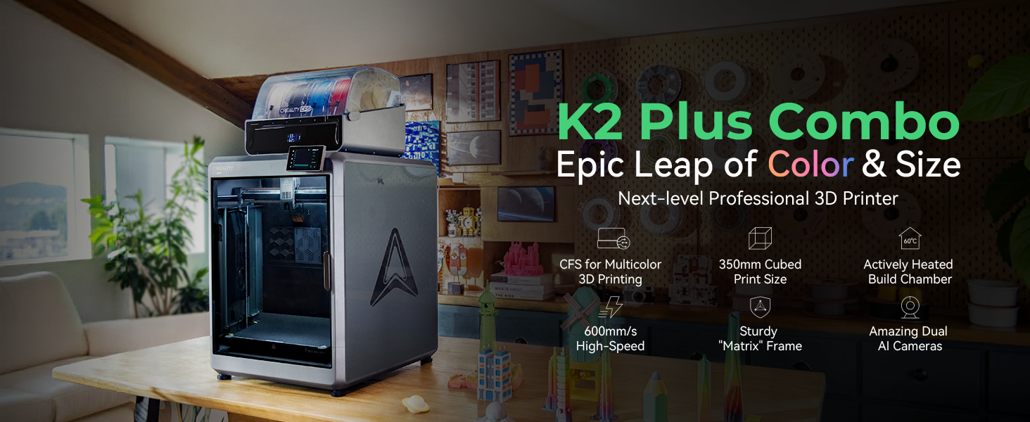 Creality K2 Plus Combo 3D Printer, Multi Color Printing with New