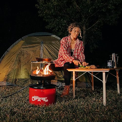 Miniatura 5 de Camco Mesa plegable  Cuenta con parte superior de bambú natural y patas de aluminio plegables para almacenamiento y organización de caravanas