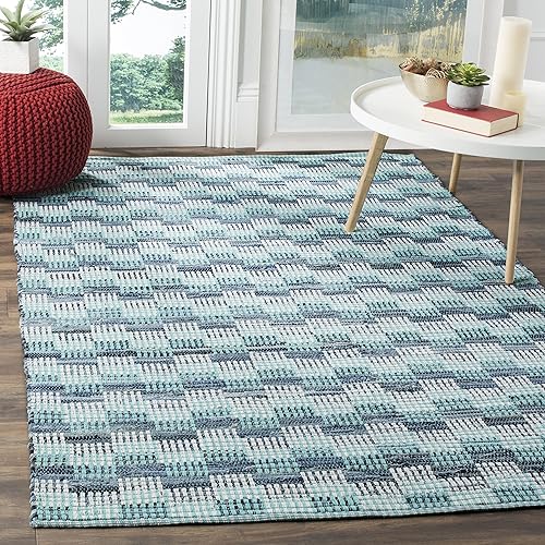 Miniatura 5 de SAFAVIEH Montauk Collection - Alfombra de pasillo, 2 pies 3 pulgadas x 6 pies, turquesa y multicolor, tejido plano hecho a mano, de algodón, ideal