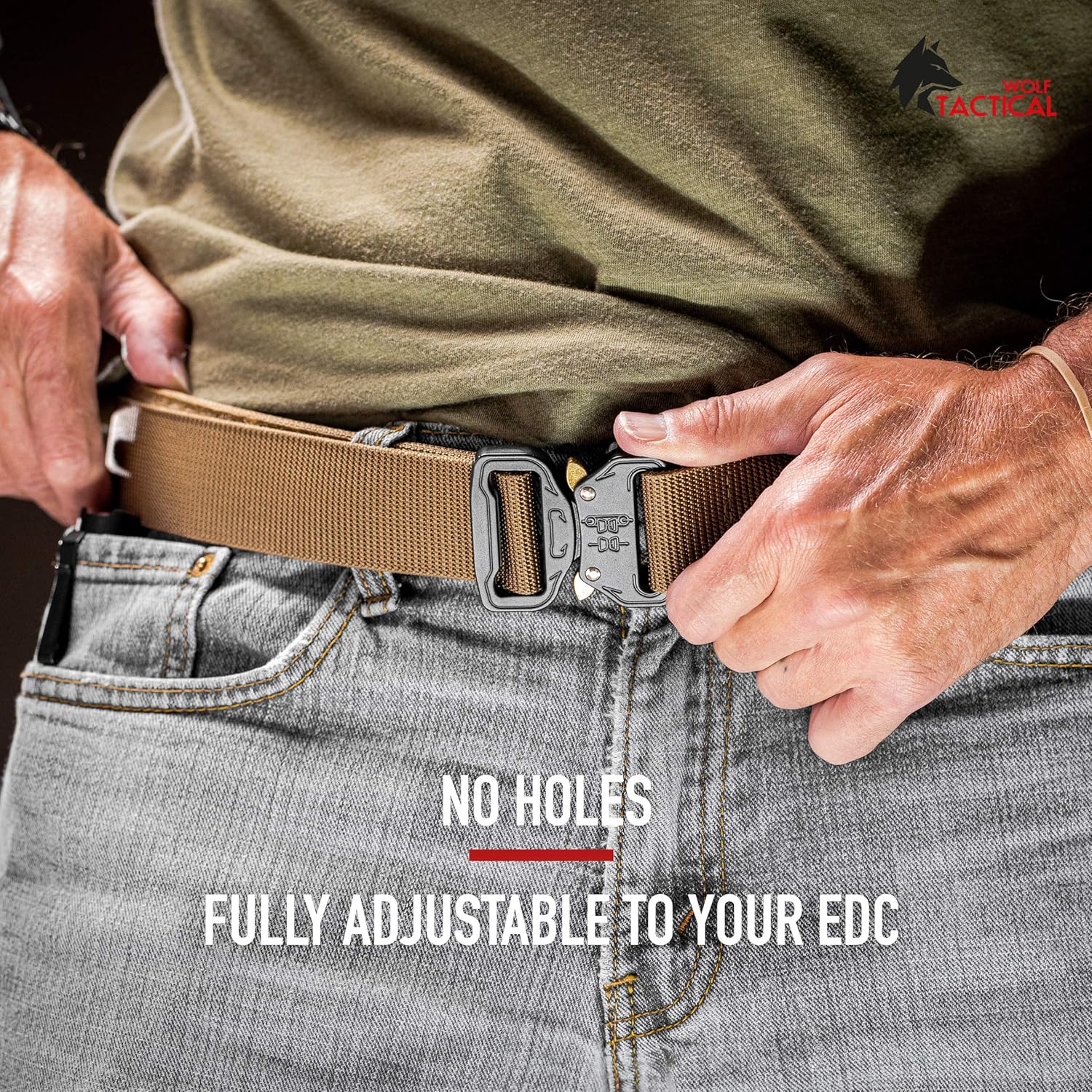 WOLF TACTICAL Heavy Duty Quick-Release EDC Belt - Stiffened 2-Ply 1.5” Nylon Gun Belt for Concealed Carry Holsters - Image 4