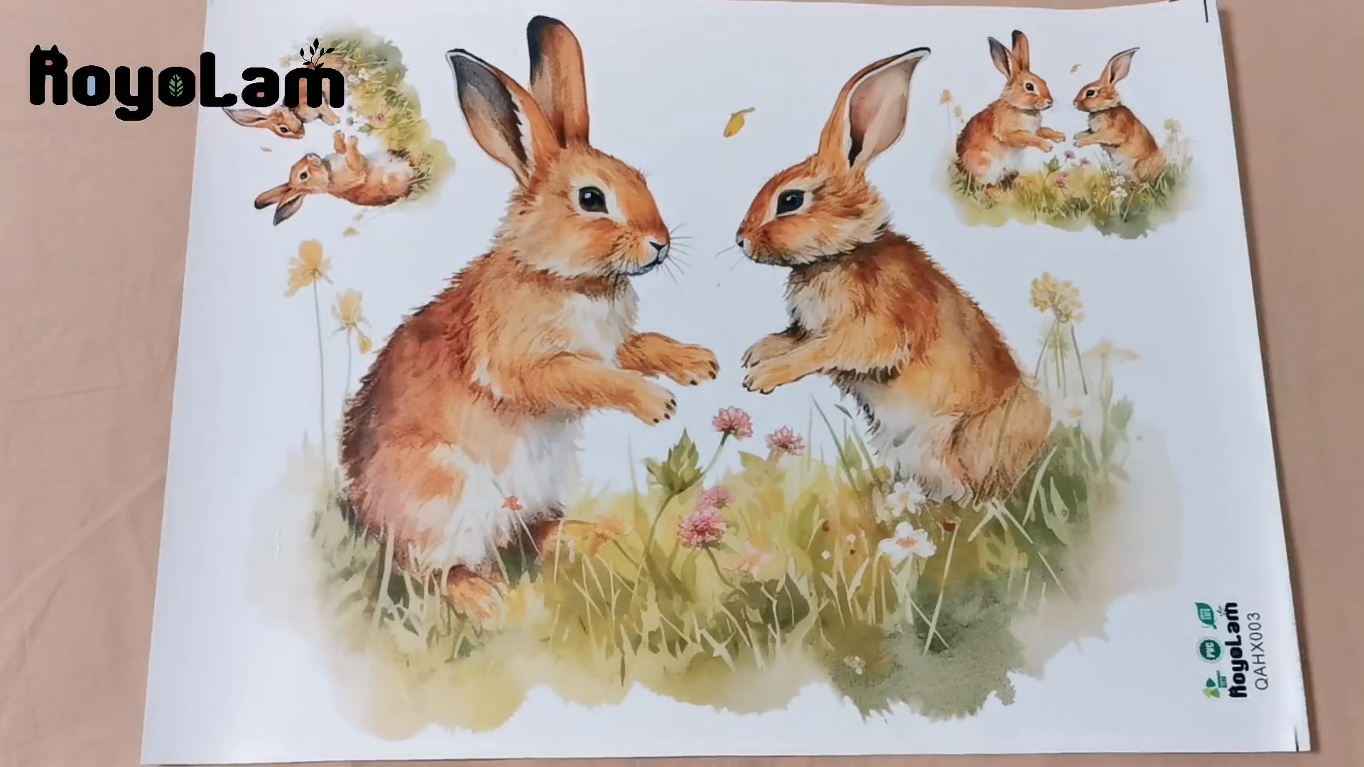 Vinilo decorativo con diseño de conejos en la hierba miniatura 7