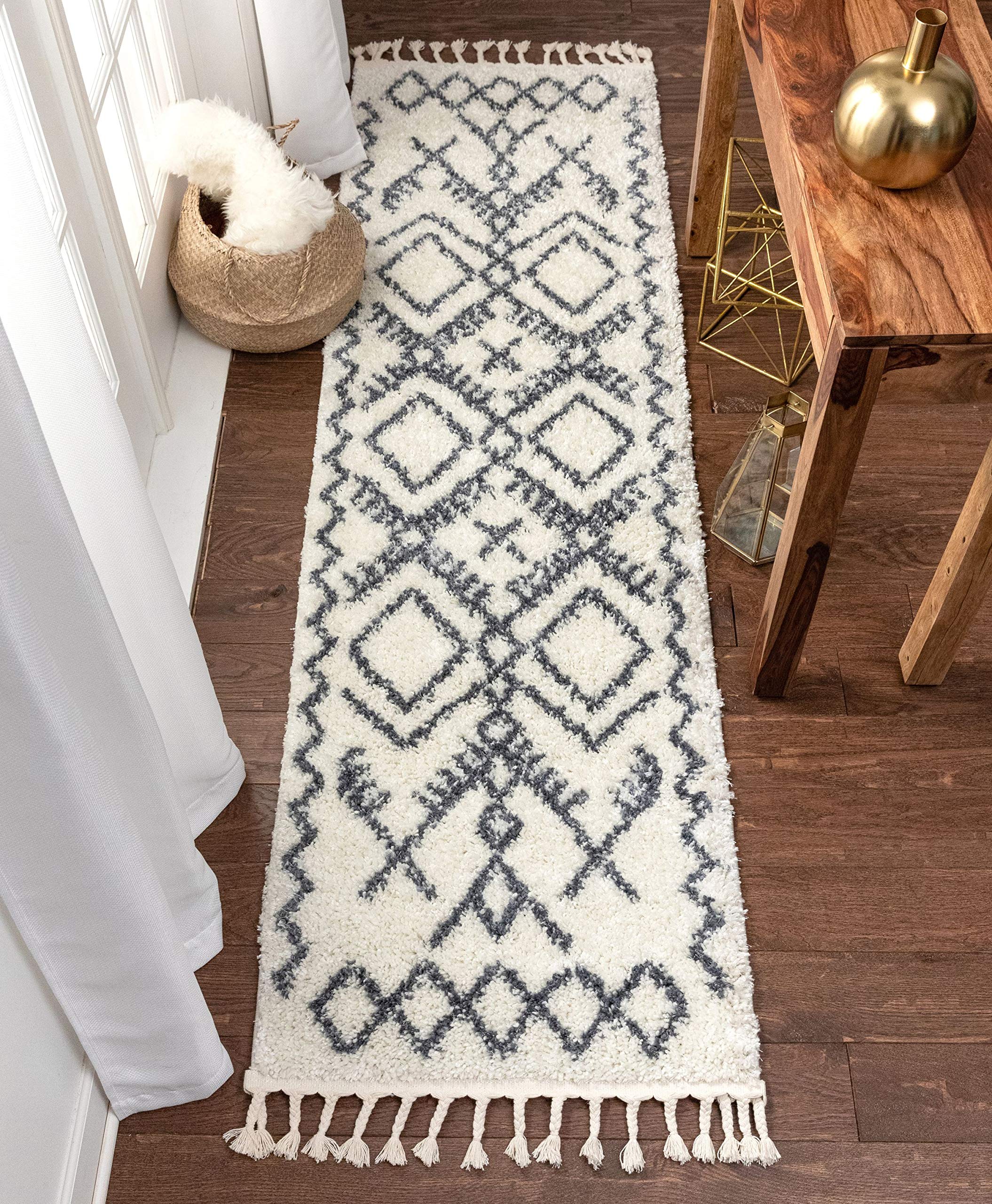 Well Woven Melody Chantico Moroccan Shag Lattice, Grey 2'3" x 7'3" Runner Rug