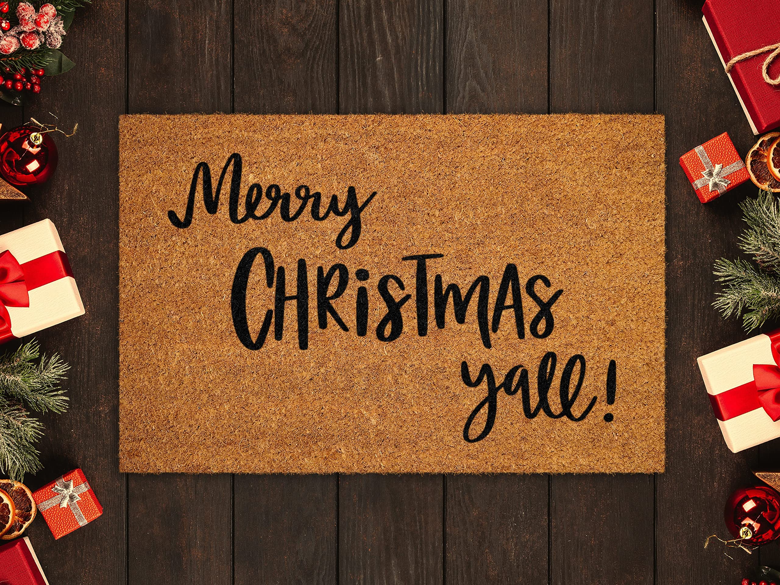 Ensound Merry Christmas Yall Doormats,Merry Christmas Door Mat,Front Door Mat,Funny Christmas Doormat,Welcome Mats with Non-Slip Rubber Flannel Floor Mat 30x18 Inch