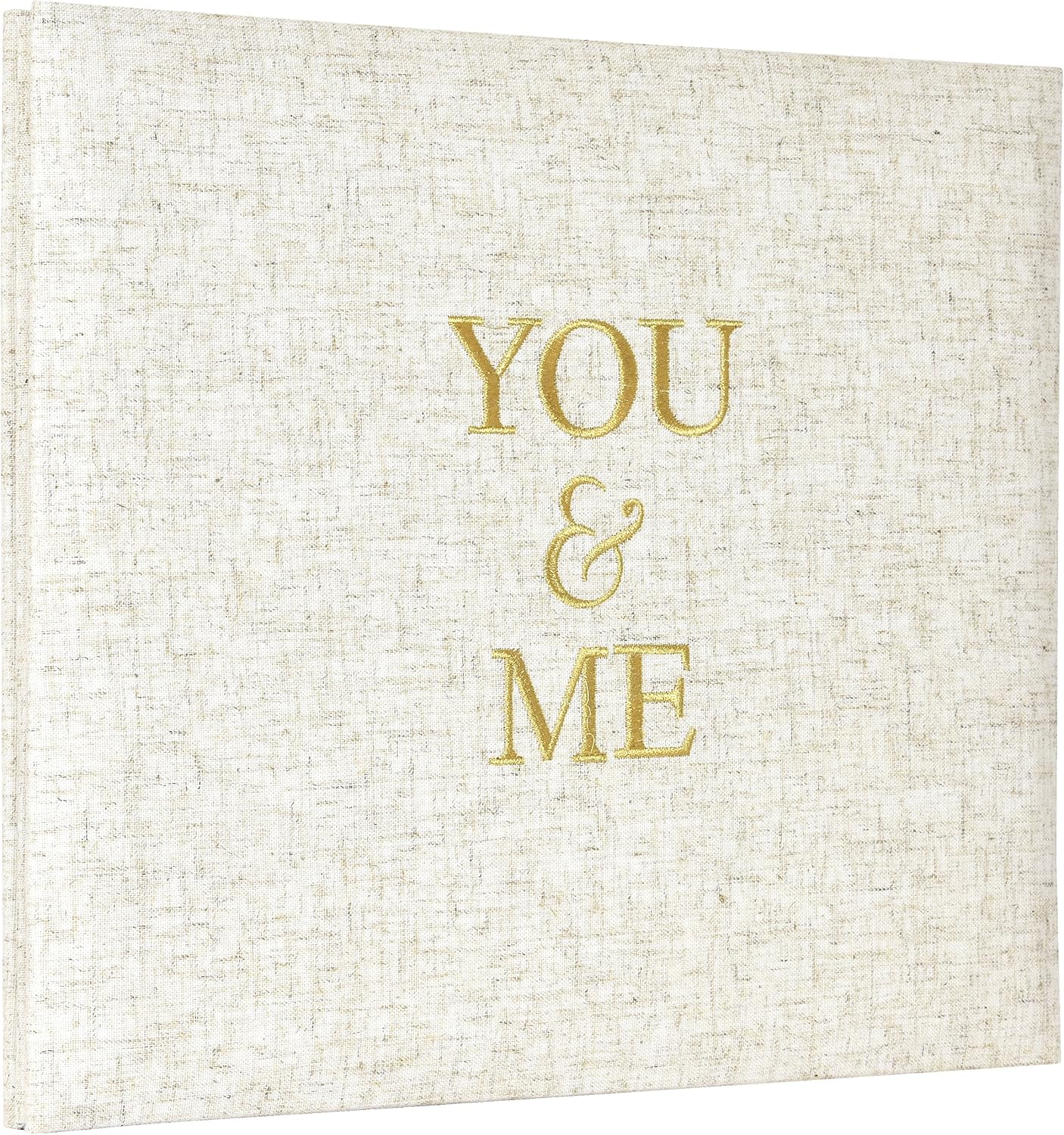 MCS 860154 You & Me Linen with Gold Embroidery Photo Album, Ivory