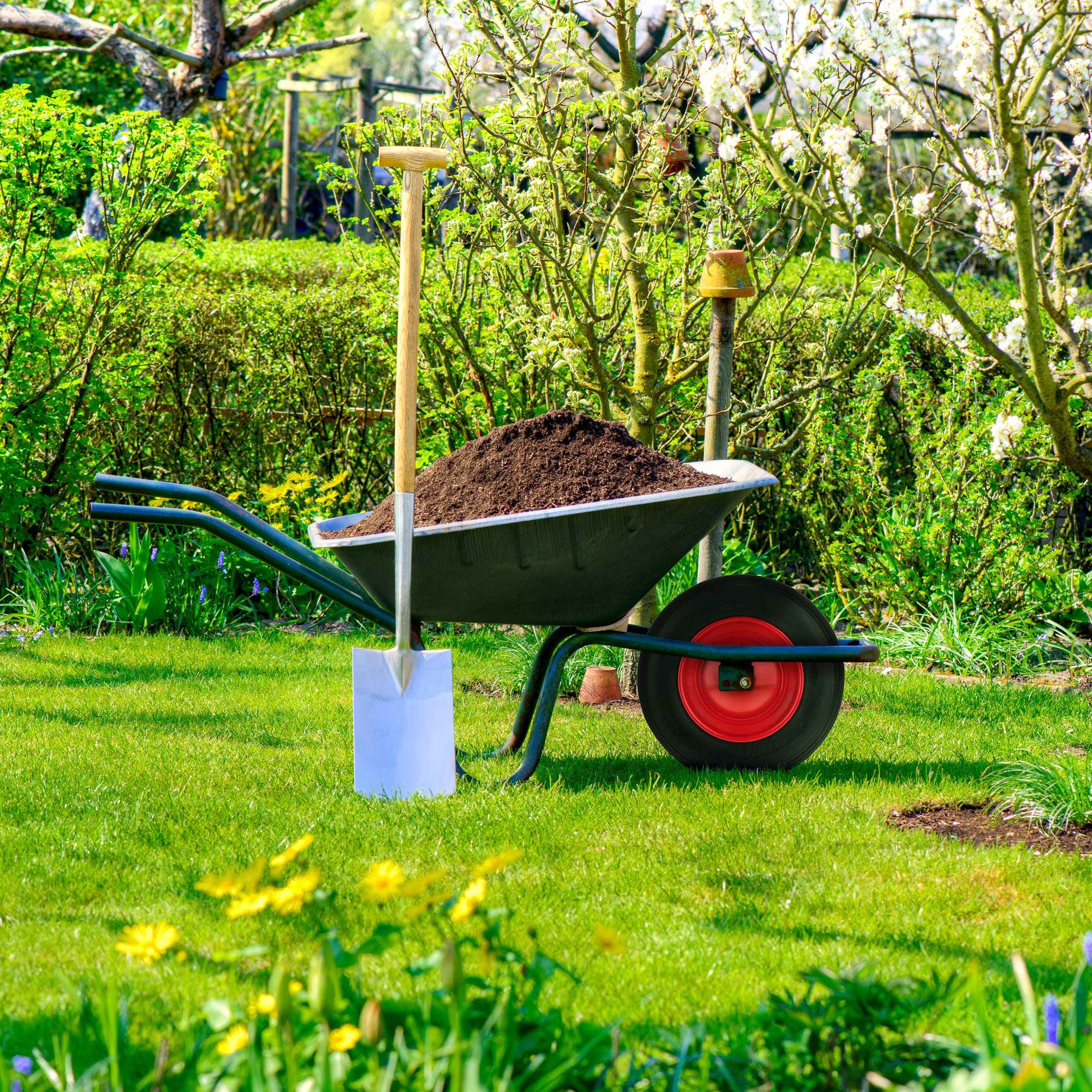 Image secondaire de Roue de Brouette Increvable Relaxdays 3.50-8 avec Axe Fixe - Noir et Rouge