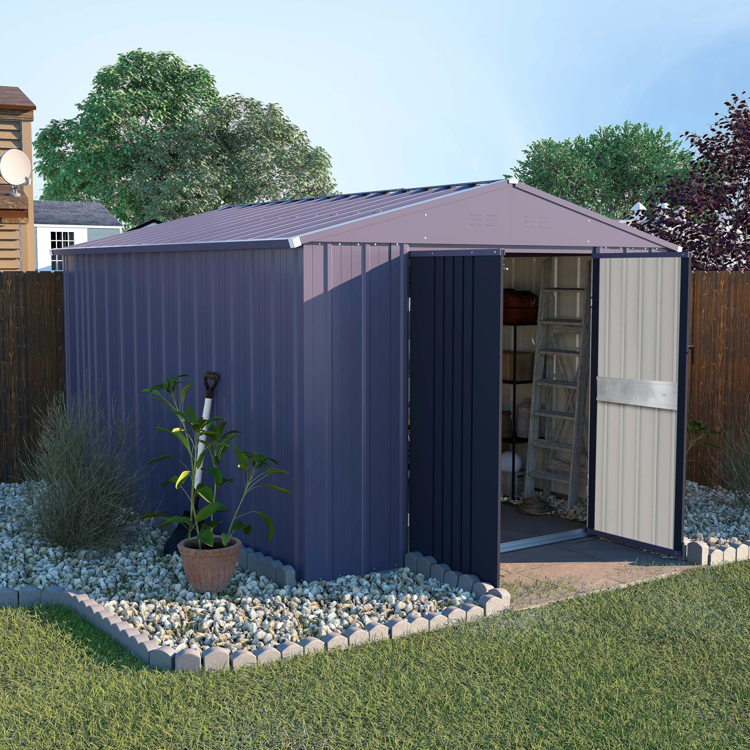 Amazon.com : MUPATER Shed Outdoor Storage 8 x12 FT, Metal Shed Kit with ...