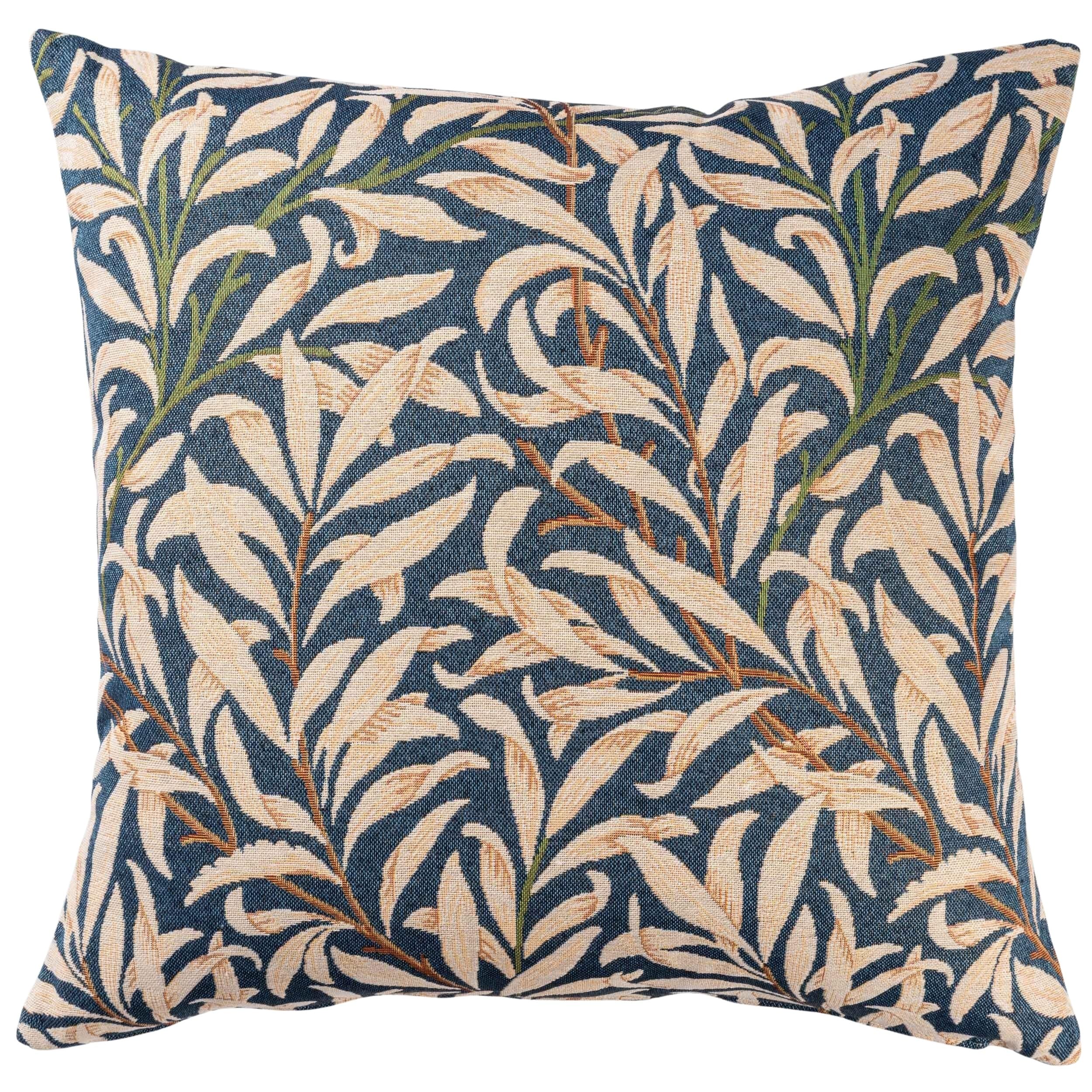 Linen Loft Blue William Morris Willow Bough Tapestry Extra-Large Cushion In Navy Botanical Interweaving Willow Tree. 23X23 Xl Cushion Cover