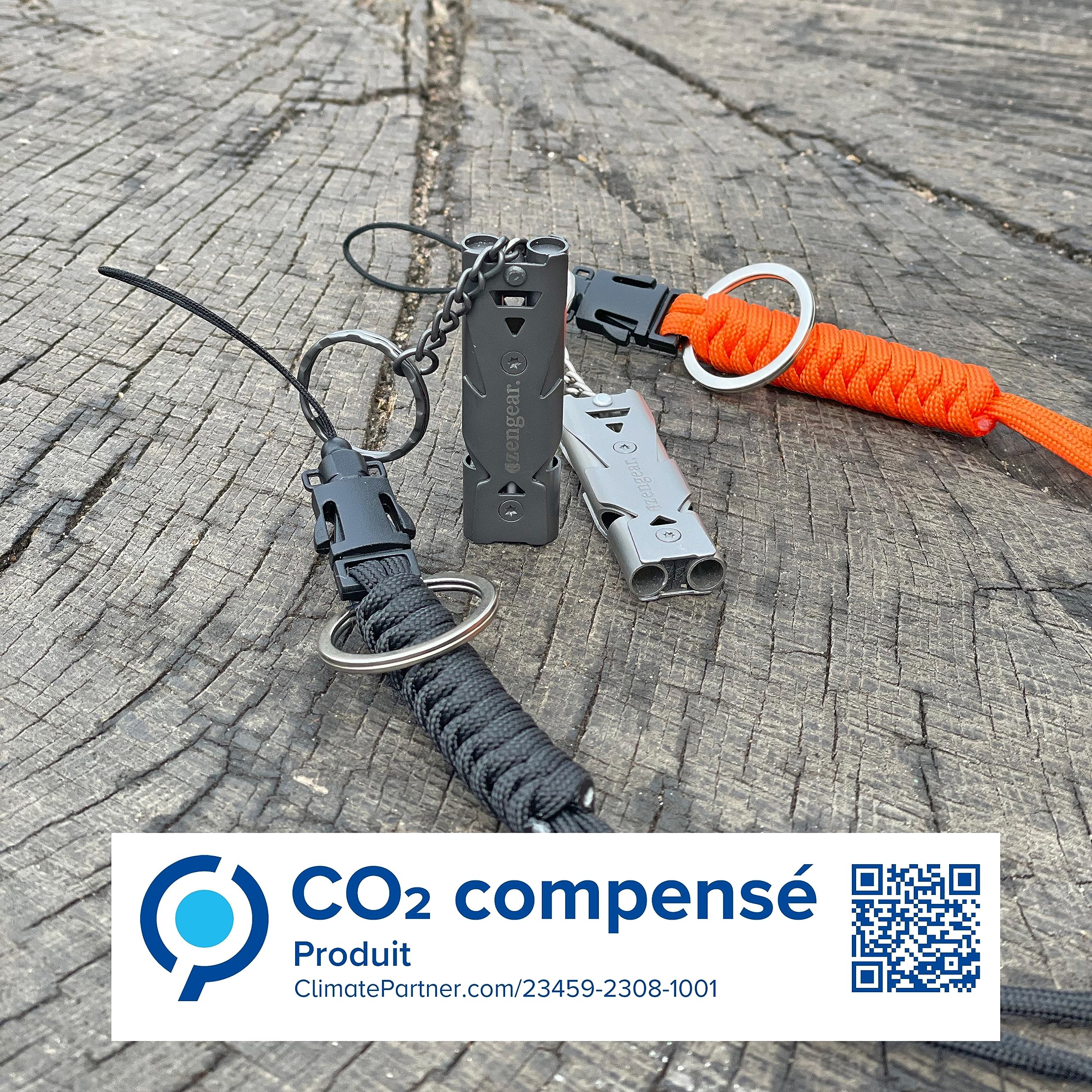Sifflets puissants avec lien en paracorde (Lot de 2), porte-clés - Sifflet facile d’utilisation, étanche, en acier inoxydable - Pour secours, promenade de chien, sécurité, entraînement, enfants, camping en plein air, kayak