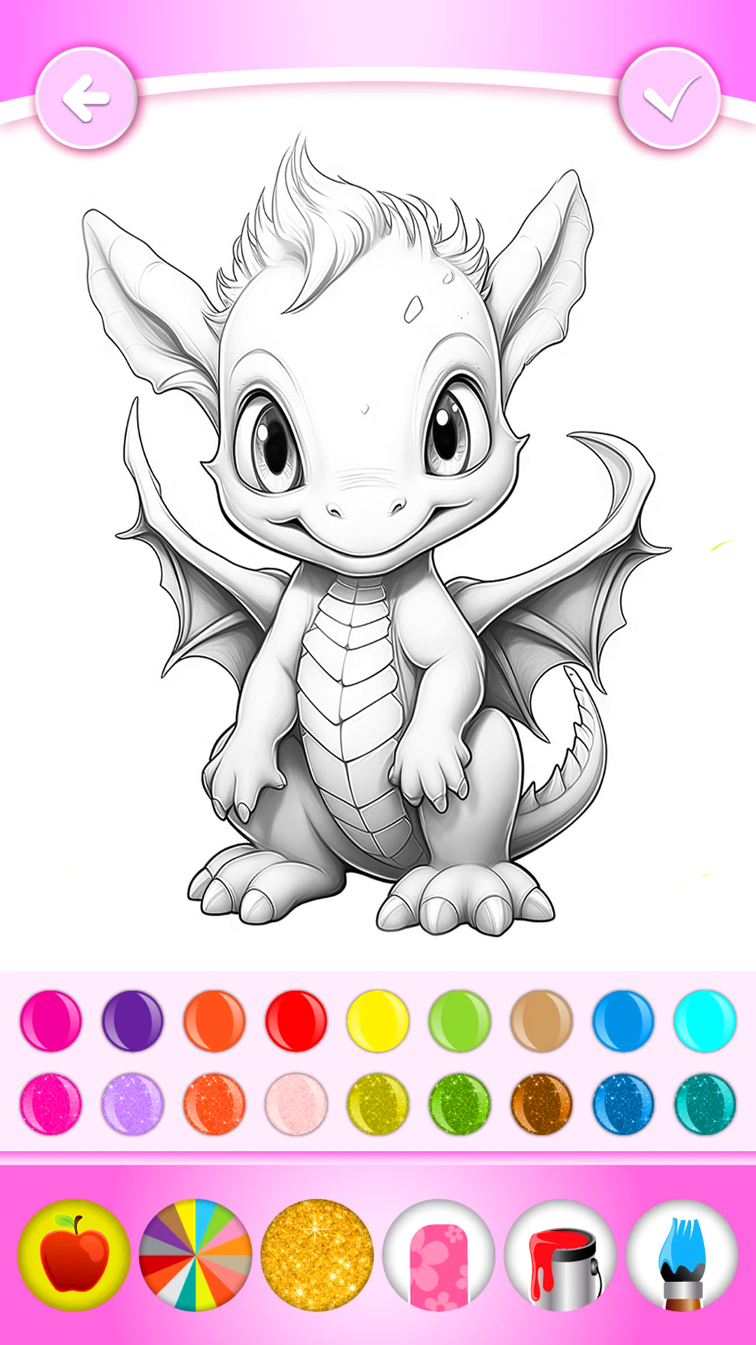 Kawaii Fantasy Dragon Coloring Pages, Kawaii Fantasy Baby Dragon ...