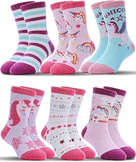 Kids Wool Warm Socks Boys Girls Toddlers Winter Thick Hiking Heavy Thermal Cozy Crew Gift Boot Socks 6 Pairs